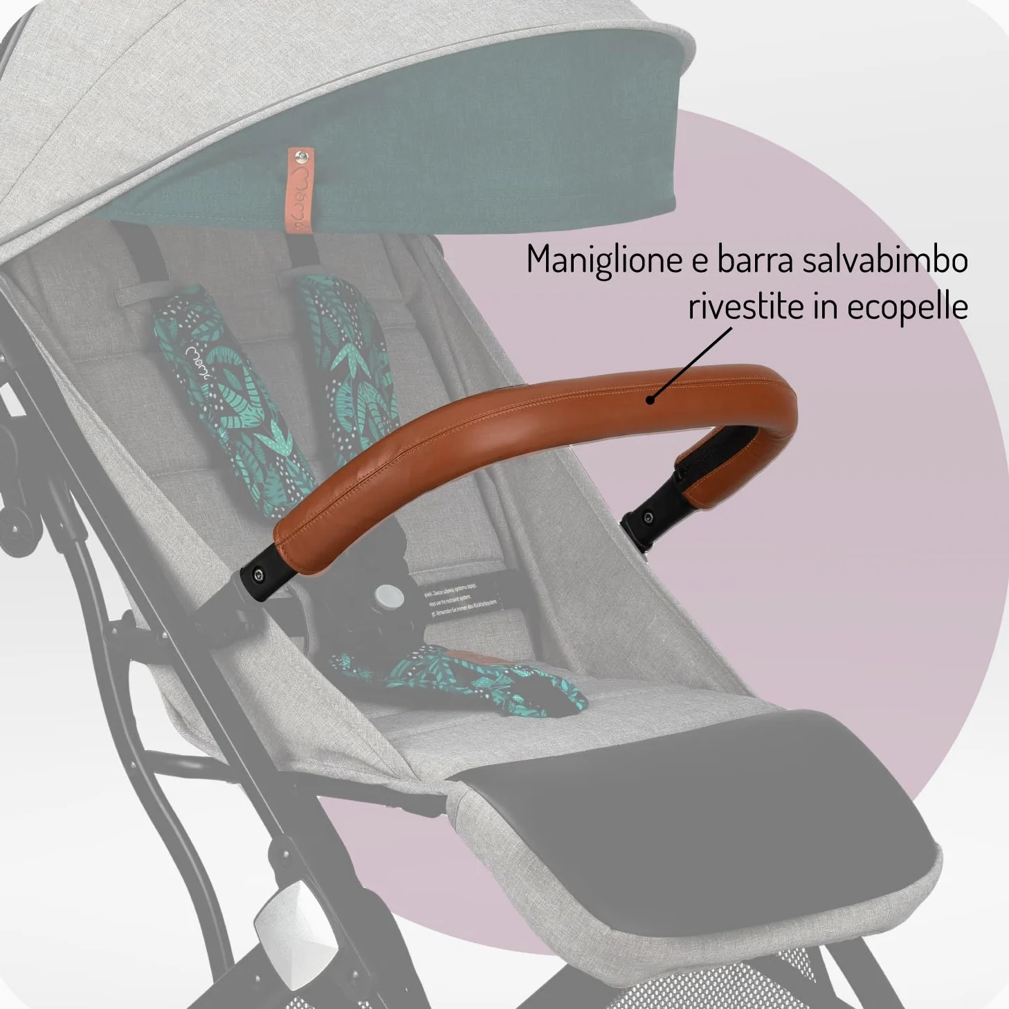 Passeggino MoMi ESTELLE DAKAR a partire da 6 mesi (fino a 22 kg), pieghevole con cintura di sicurezza a 5 punti, cestino porta spesa e funzione di apertura, manico telescopico per il traino