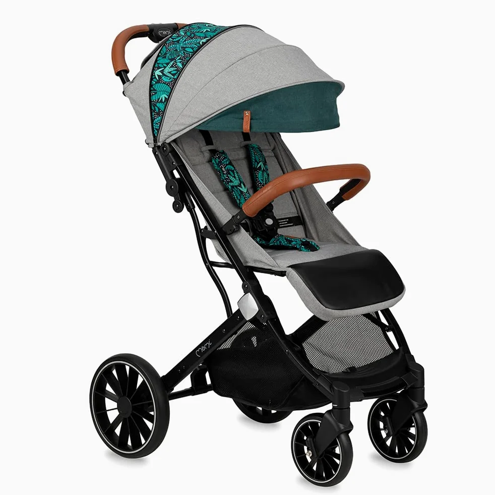 Passeggino MoMi ESTELLE DAKAR a partire da 6 mesi (fino a 22 kg), pieghevole con cintura di sicurezza a 5 punti, cestino porta spesa e funzione di apertura, manico telescopico per il traino