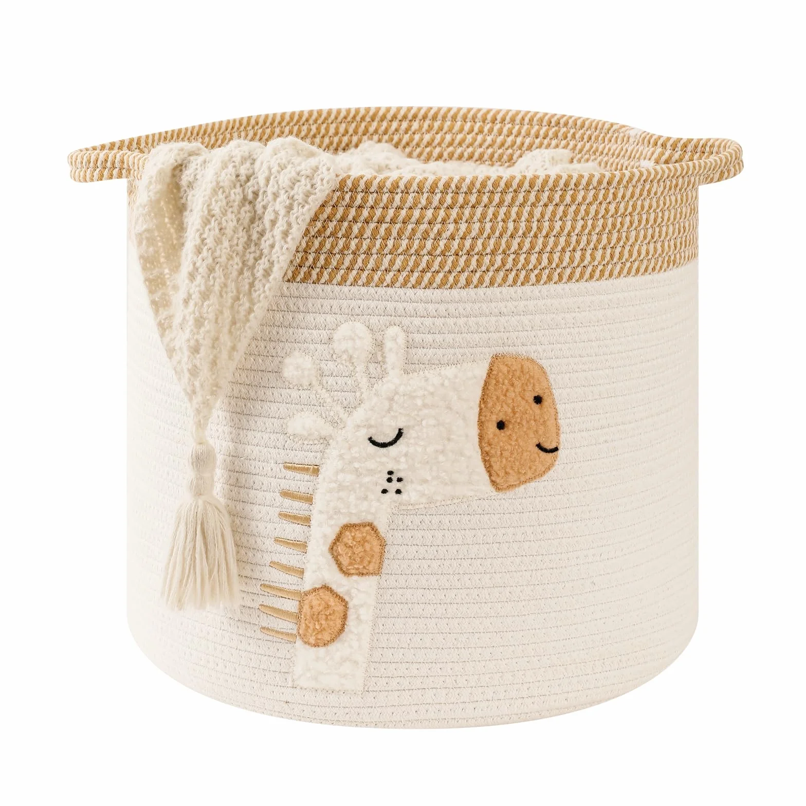 Cestini Portaoggetti Bambini Cesta Contenitore Stoccaggio Giocattoli Corda Cotone Intrecciato Grande Giraffa