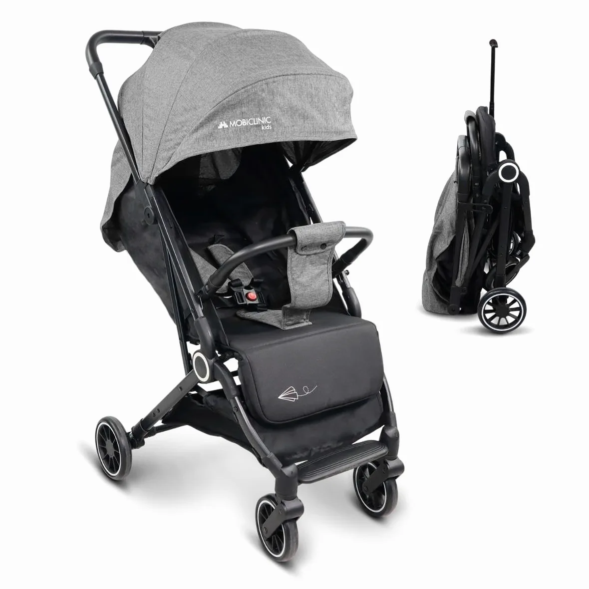 Mobiclinic®, Passeggino Leggero, Ultra Compatto, Imbracatura a 5 Punti, Manubrio Monomaniglia, Carrello Pieghevole, Cestino, 0-36 Mesi, Regolabile, Cappottina Pieghevole, Freni con Blocco, Trip