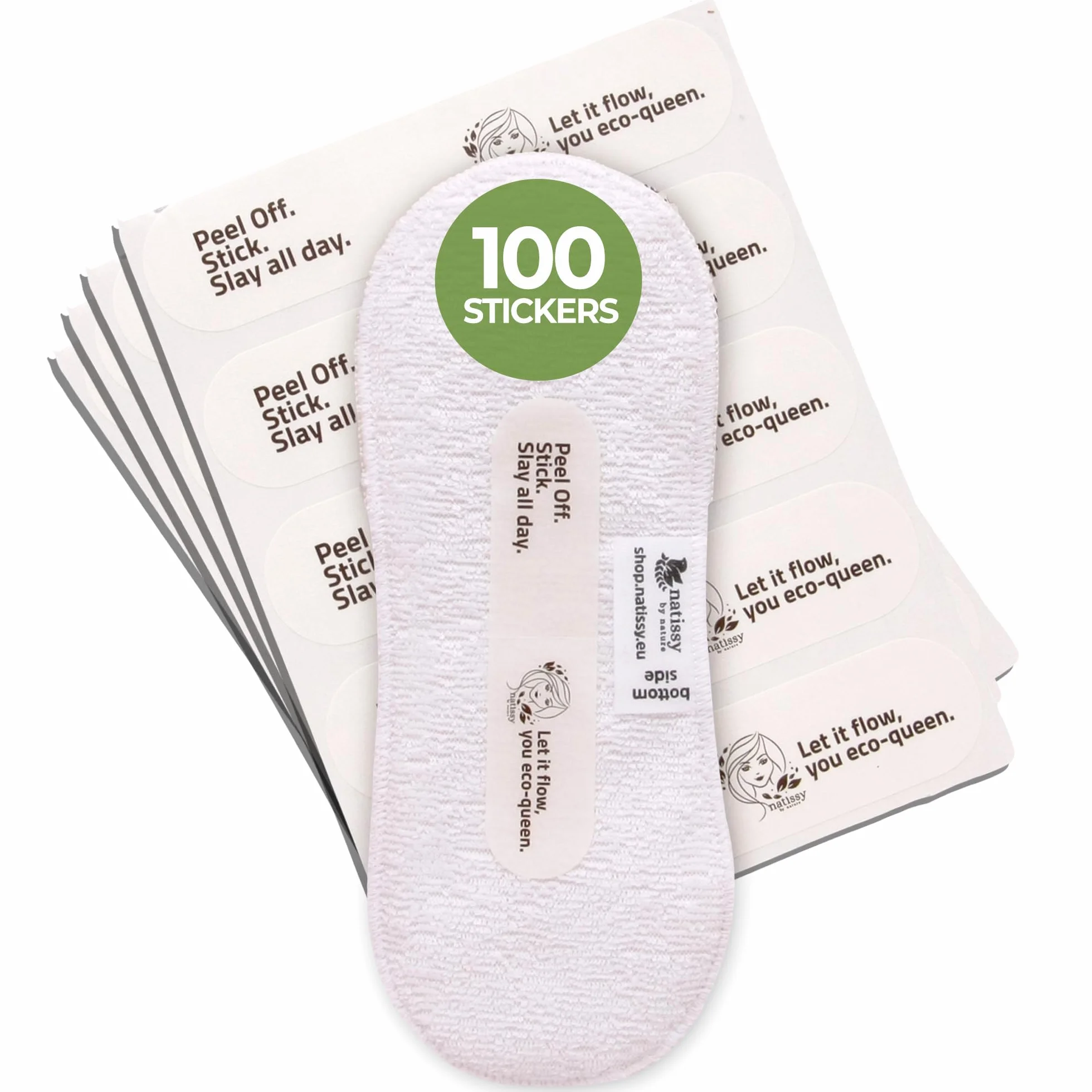 Strisce adesive per inserti assorbenti riutilizzabili spannolinamento bambini – Prodotto in UE (100 pezzi), adesivo dermatologicamente testato con EcoGrip Antiscivolo, senza residui