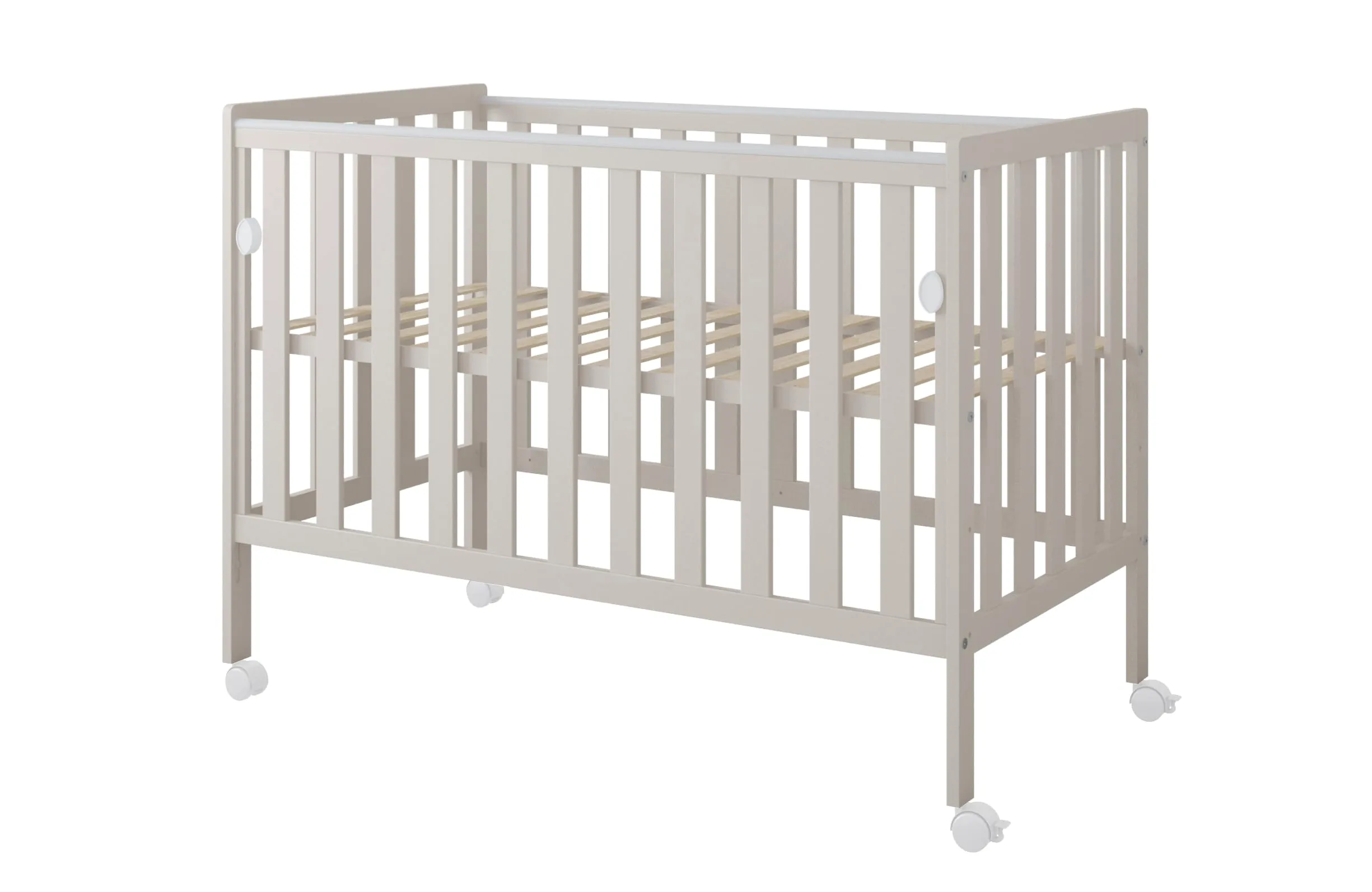 zee BAMBI Lettino Neonato 120x60 cm Cashmere con Materasso e Ruote Lettino Bambino con Lato Abbassabile Rete Regolabile 3 Livelli Letto per Bambini