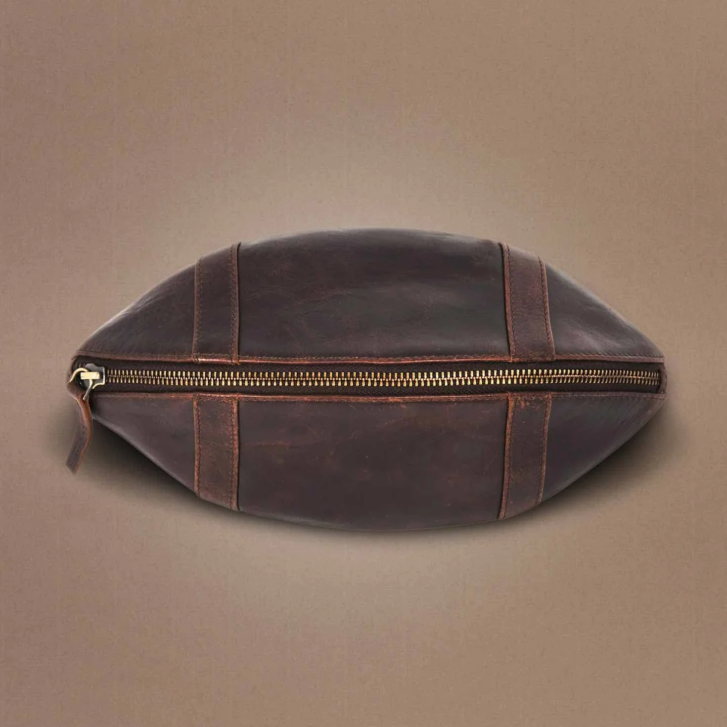 Mad Monkey American Football Toiletry Bag Genuine Leather Brown 27,5 cm