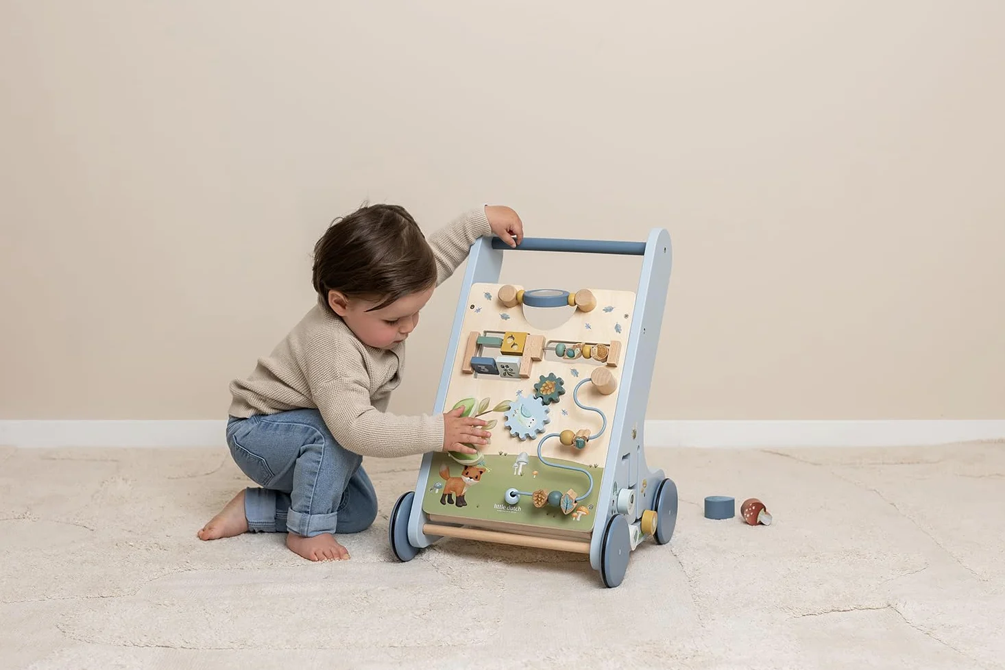 Little Dutch 7232 - Carrello in legno FSC Activity - Forest Friends blu