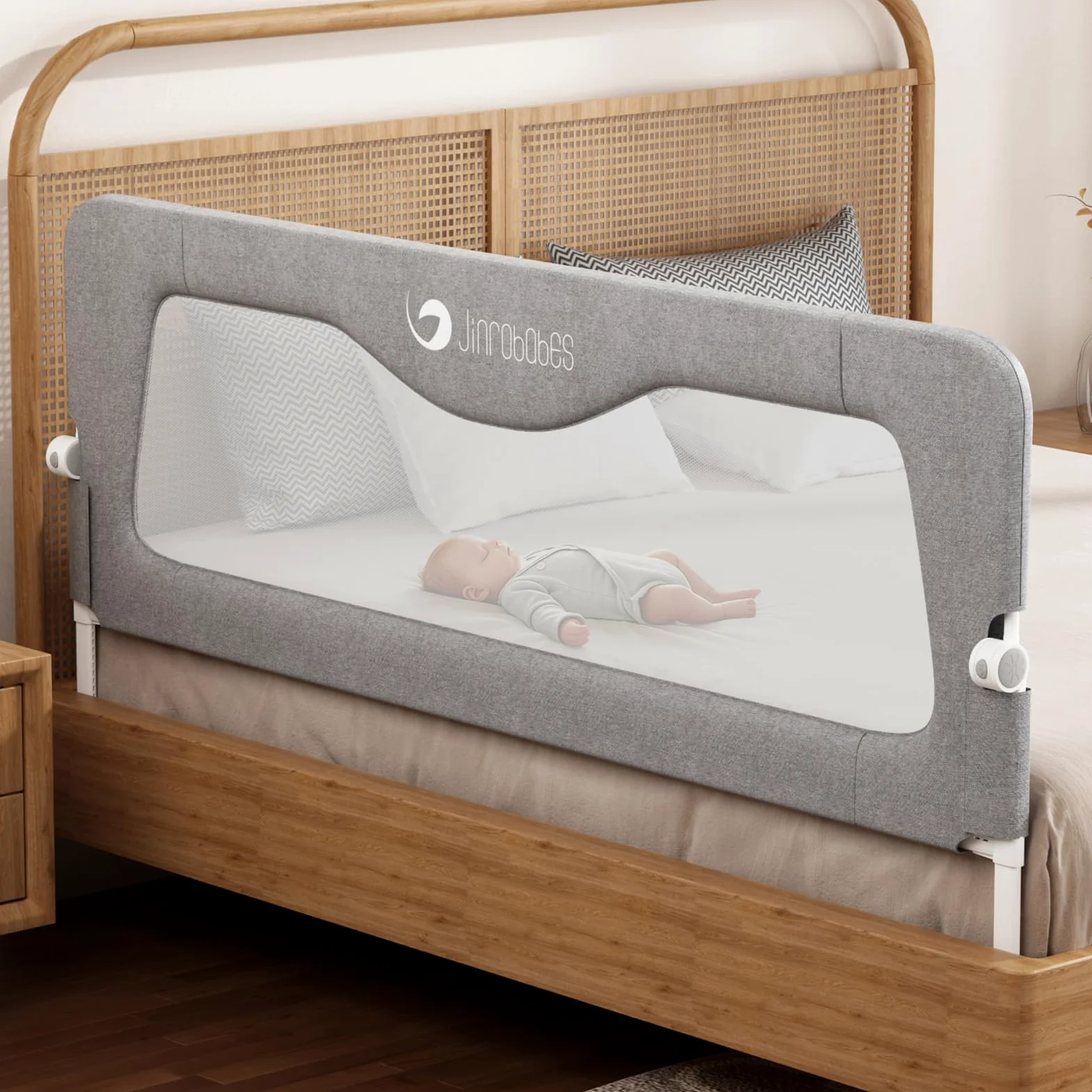 Protezione per letto per letto king size, altezza regolabile e sponda pieghevole per bambini (190 cm)