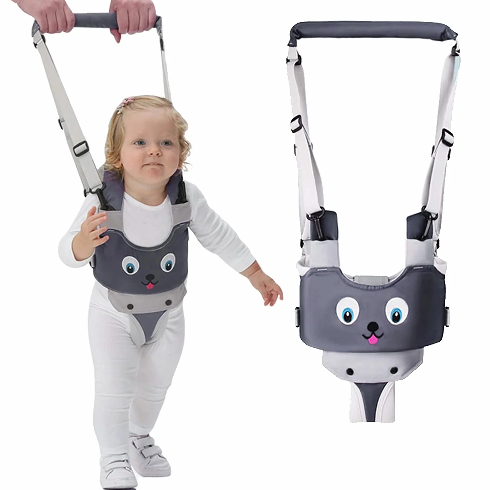 IULONEE Baby Walking Helper Regolabile Toddler Assistant Imparare Camminare Cintura Passeggio Redini Imbracatura Sicurezza Grigio