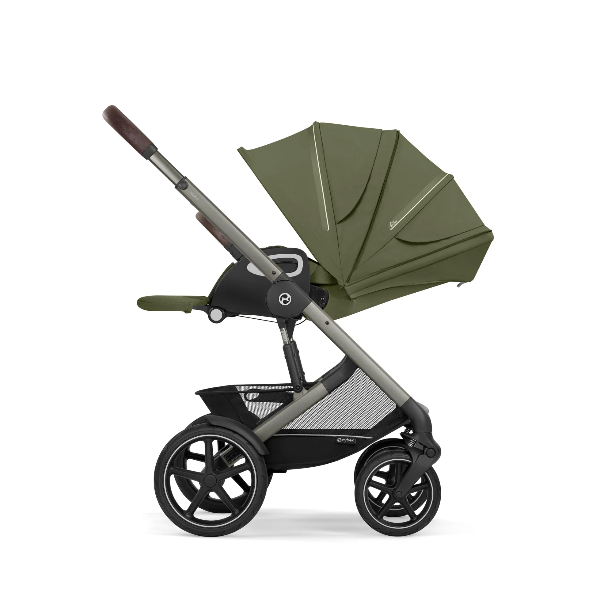 CYBEX Gold TALOS S LUX Passeggino, Dalla Nascita Fino a 22 kg (Circa 4 Anni), Con Sospensioni Fuoristrada, Maniglione Regolabile e Posizione Reclinabile Ergonomica, Moss Green
