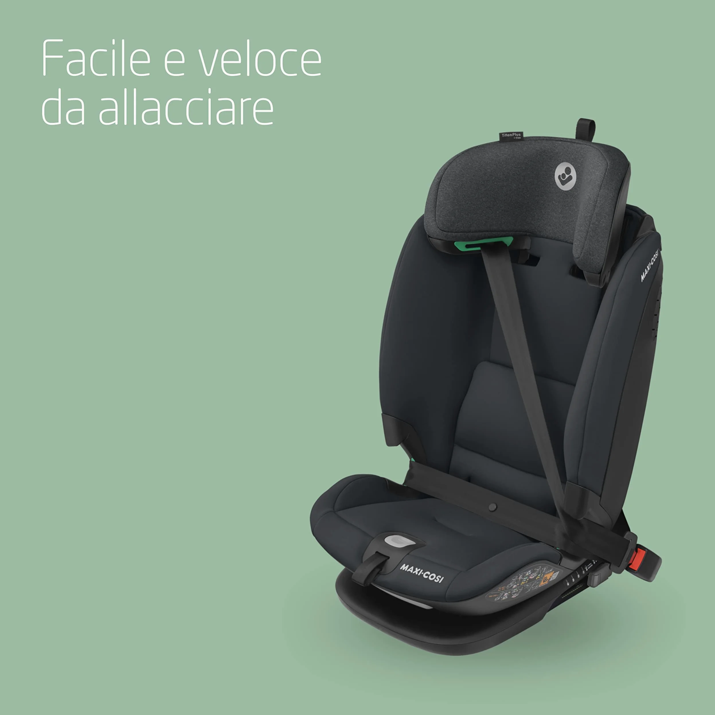 Maxi-Cosi Titan Plus i-Size, Seggiolino Auto ISOFIX, 15 Mesi - 12 Anni (76 - 150 cm), Reclinabile in 4 Posizioni, Regolabile in Altezza, Side Impact Protection G-CELL, per Bambini, Authentic Graphite