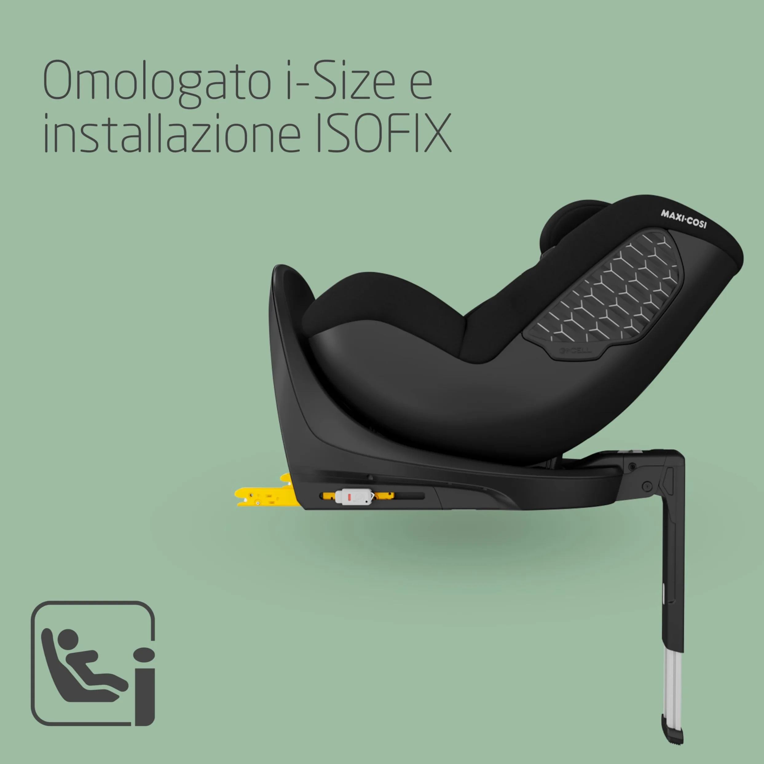 Maxi-Cosi Mica 360 S Comfort, Tessuti Traspiranti, Seggiolino Auto Girevole 360, 0-4 Anni (40-105 cm), Rotazione FlexiSpin, 5 Posizioni Reclinate, Protezione G-CELL, Ganci per Cinture, Authentic Black