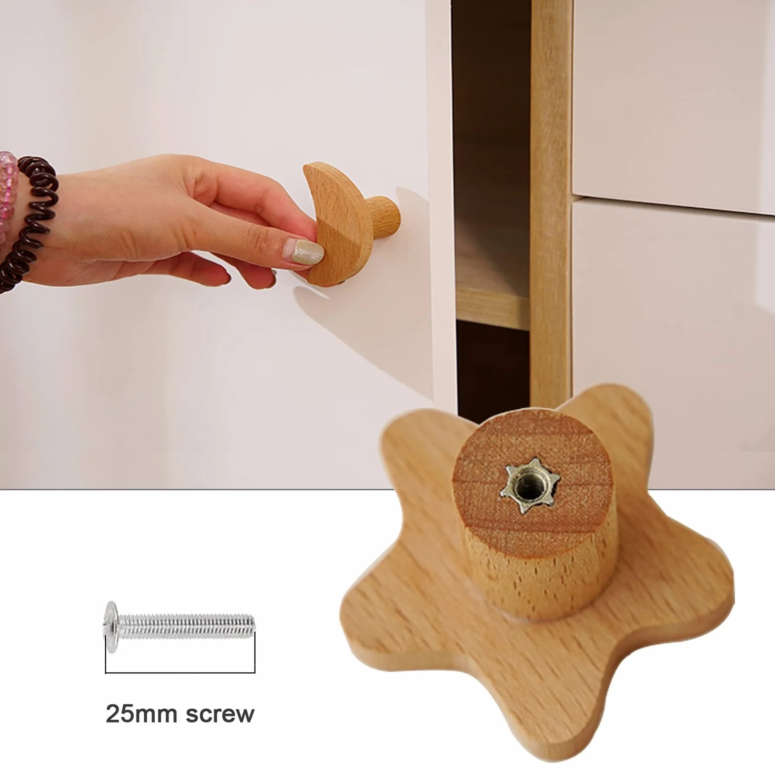 6 x maniglie per mobili in legno originale,maniglie per armadietti da cucina,pomelli e maniglie per camere per bambini,maniglie per cassetti a forma di nuvola dei cartoni animati,Clouds-Rawwood