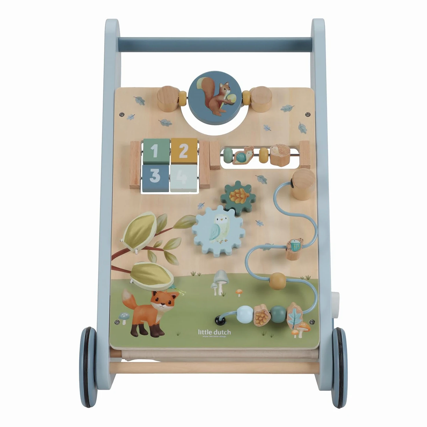 Little Dutch 7232 - Carrello in legno FSC Activity - Forest Friends blu