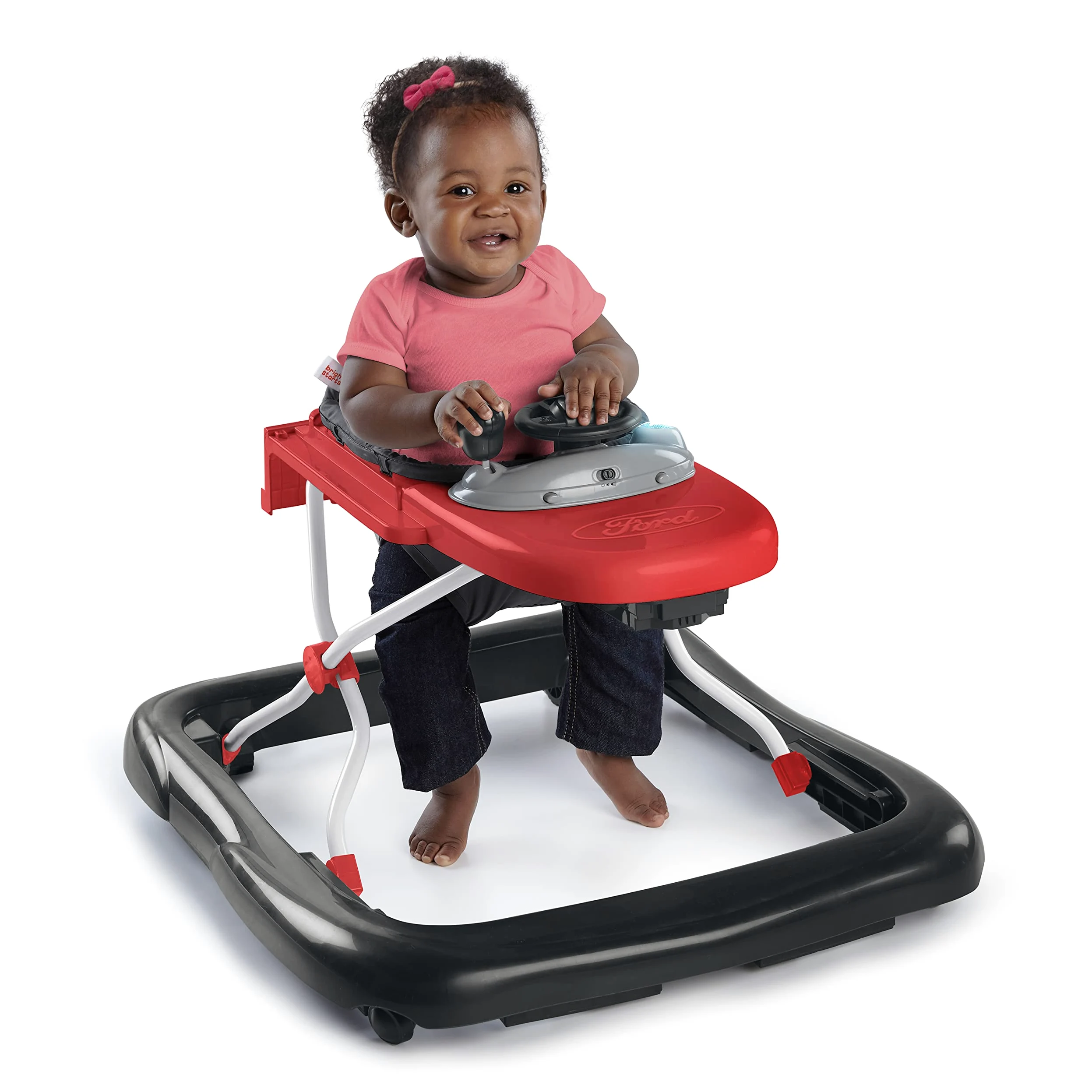 Bright Starts, Ford F-150 4 in 1 rosso, centro attività e girello per bambini con volante rimovibile, neonato, unisex, dai 6 mesi in su