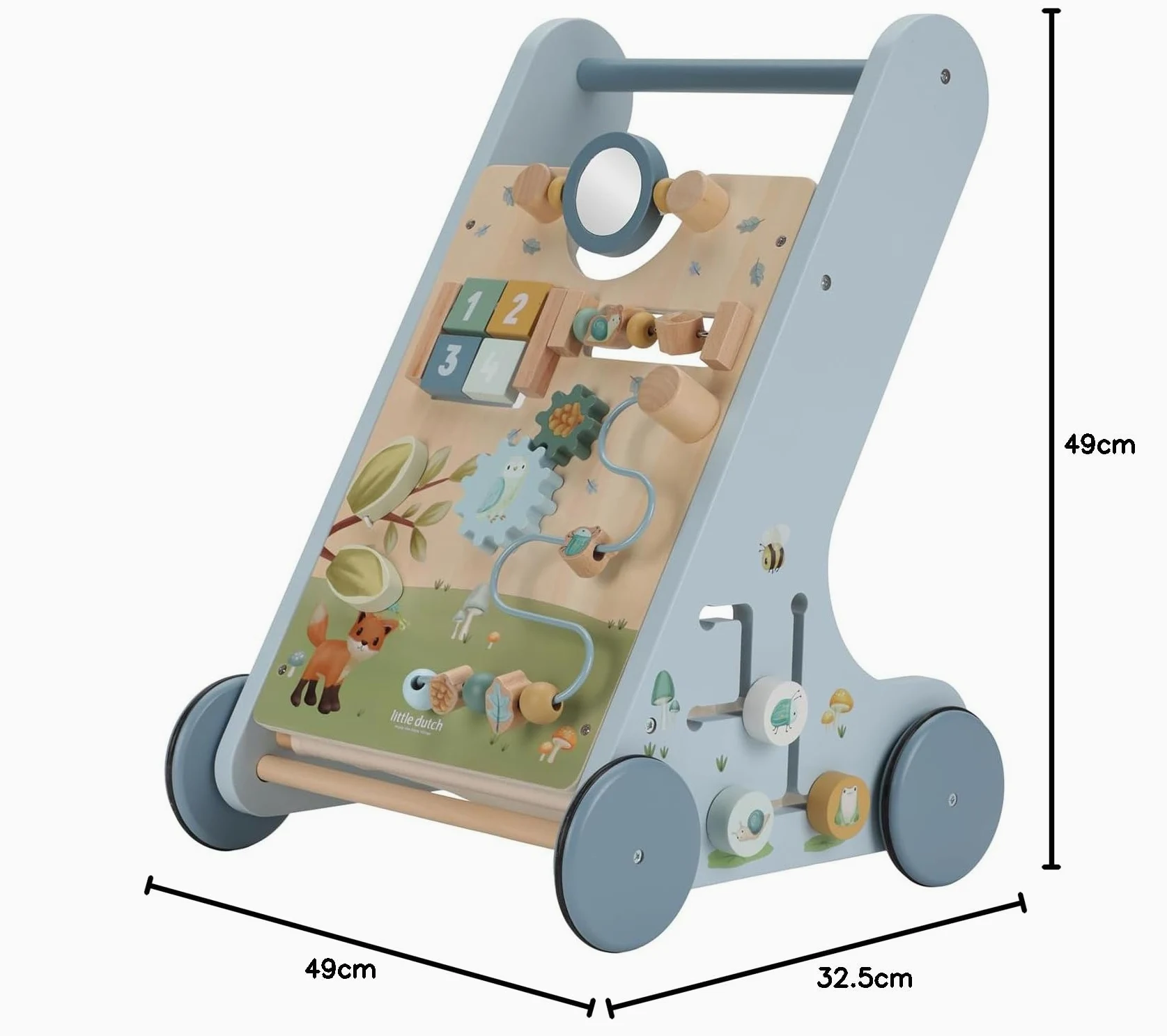 Little Dutch 7232 - Carrello in legno FSC Activity - Forest Friends blu