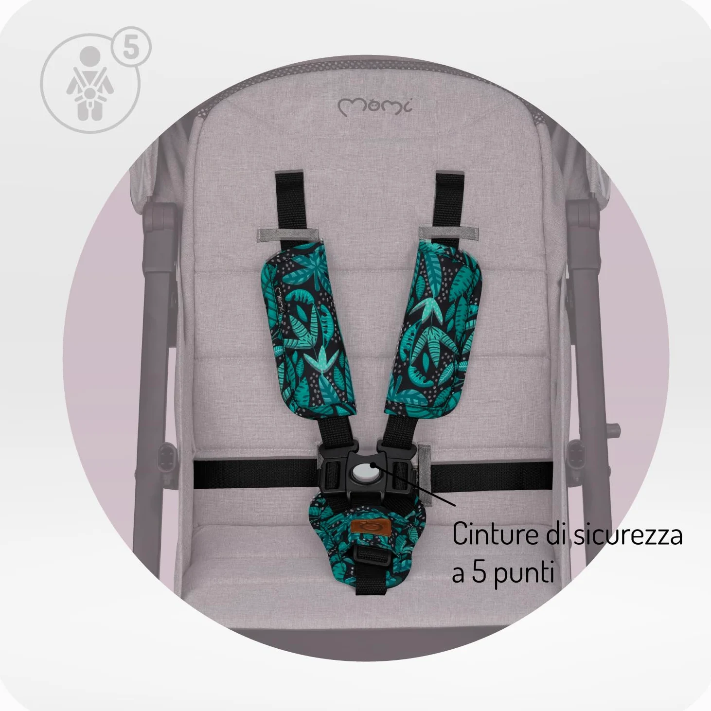 Passeggino MoMi ESTELLE DAKAR a partire da 6 mesi (fino a 22 kg), pieghevole con cintura di sicurezza a 5 punti, cestino porta spesa e funzione di apertura, manico telescopico per il traino