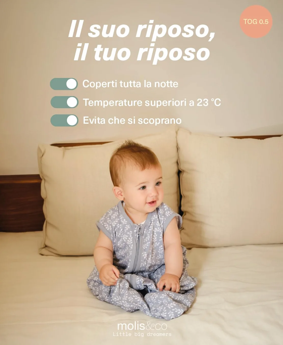 Sacco Nanna per Neonati 0.5 TOG 100% Cotone Oeko-TEX 100 Blue Garden 6-18 mesi