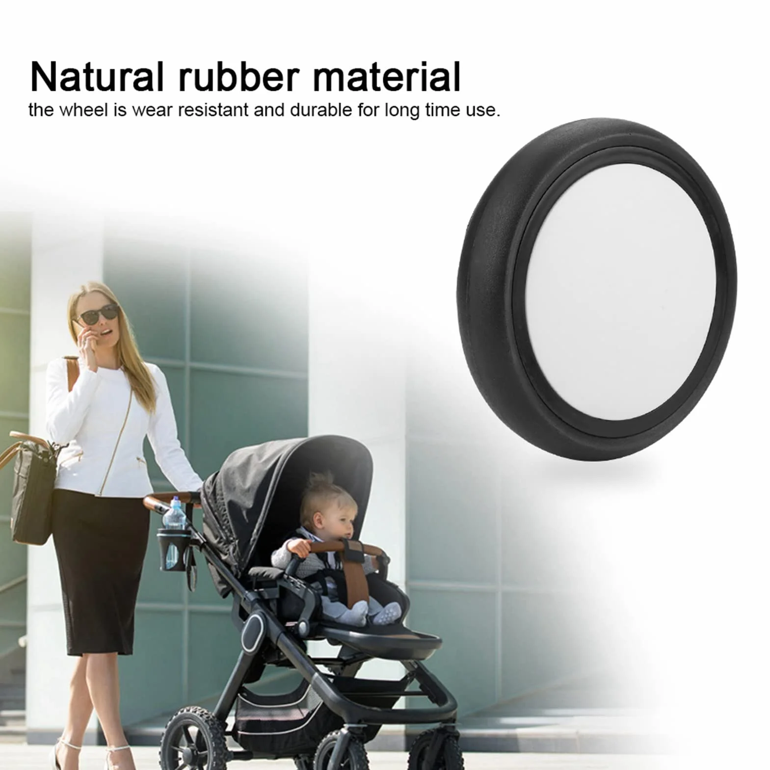 Ruote in gomma per passeggino, ruote di ricambio per passeggino Yoyo Babyzen in gomma anteriori e posteriori, accessori per passeggino Yoya Vovo con attrezzi (un paio di ruote posteriori)