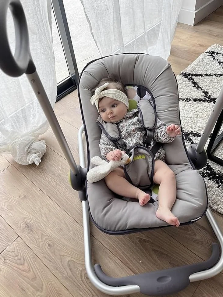 BÉABA - Sdraietta Up & Down I, Regolabile Premendo Semplicemente un Bottone, 4 Altezze, 3 Inclinazioni, per Neonati e Bambini, Riduttore per la Nascita, Comoda, Nero