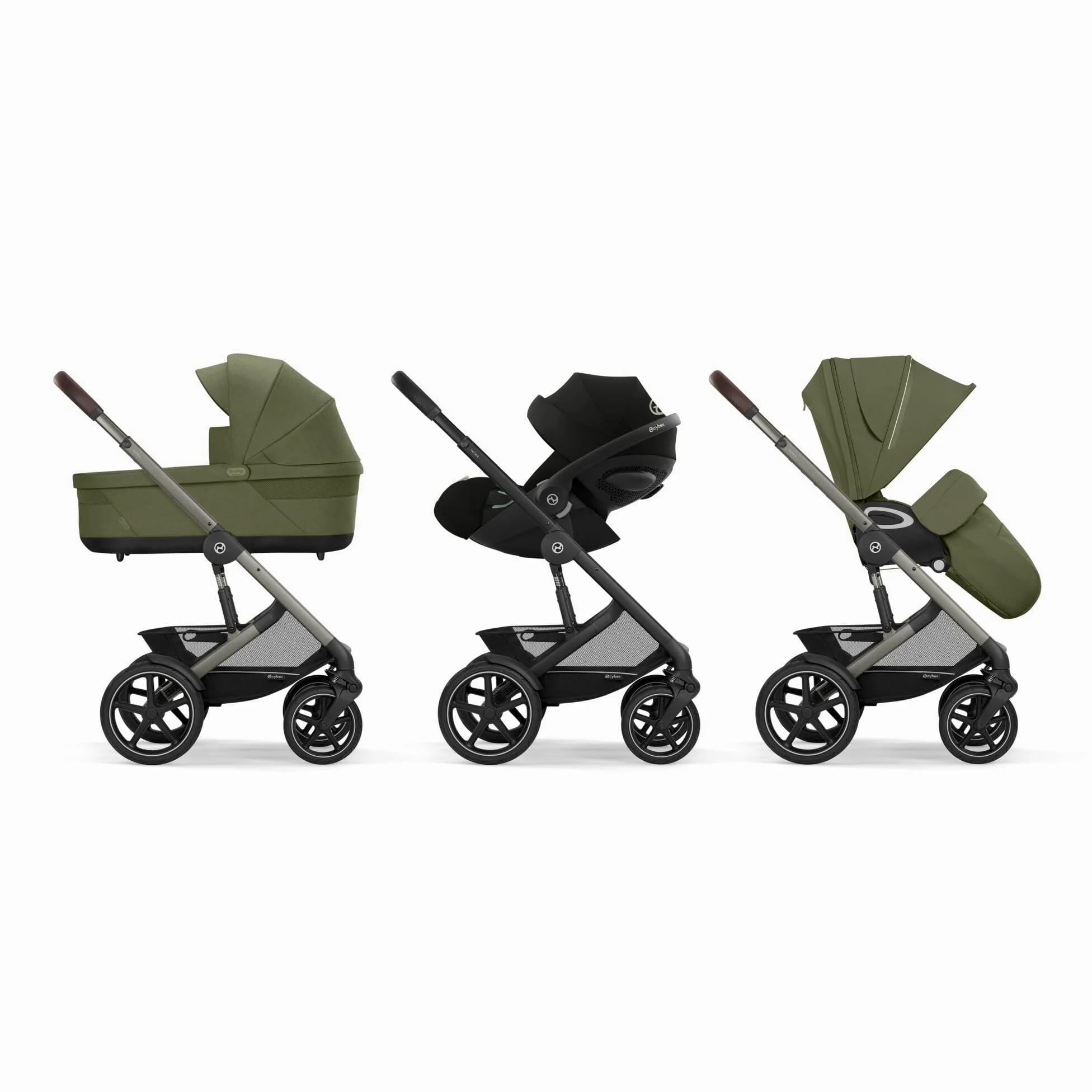 CYBEX Gold TALOS S LUX Passeggino, Dalla Nascita Fino a 22 kg (Circa 4 Anni), Con Sospensioni Fuoristrada, Maniglione Regolabile e Posizione Reclinabile Ergonomica, Moss Green