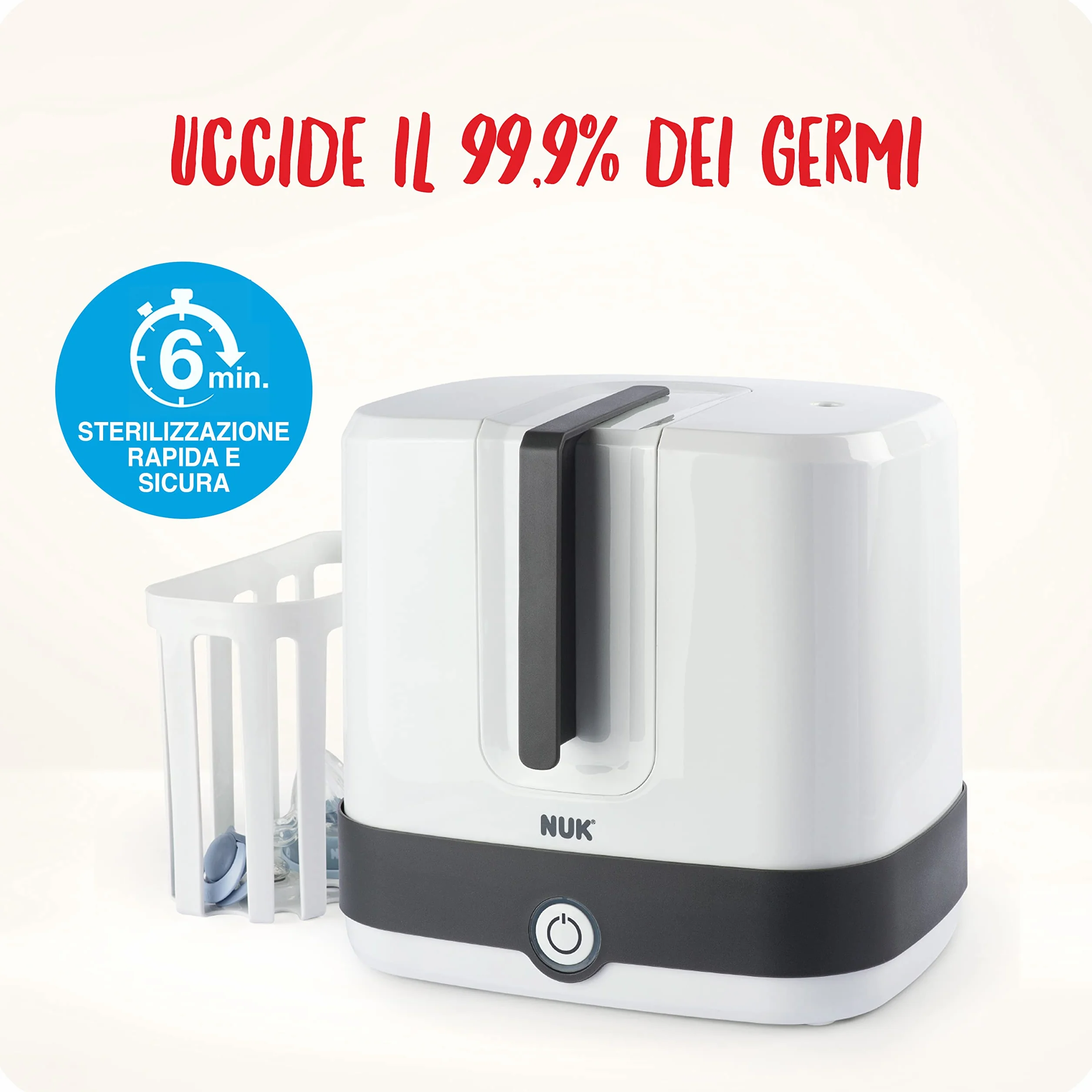 NUK First Choice+ Set completo di alimentazione | Sterilizzatore Vario Express, 4x biberons, 1x tettarella extra, scaldabiberonr e altro ancora | cuore (neutro) | 9 flaconi