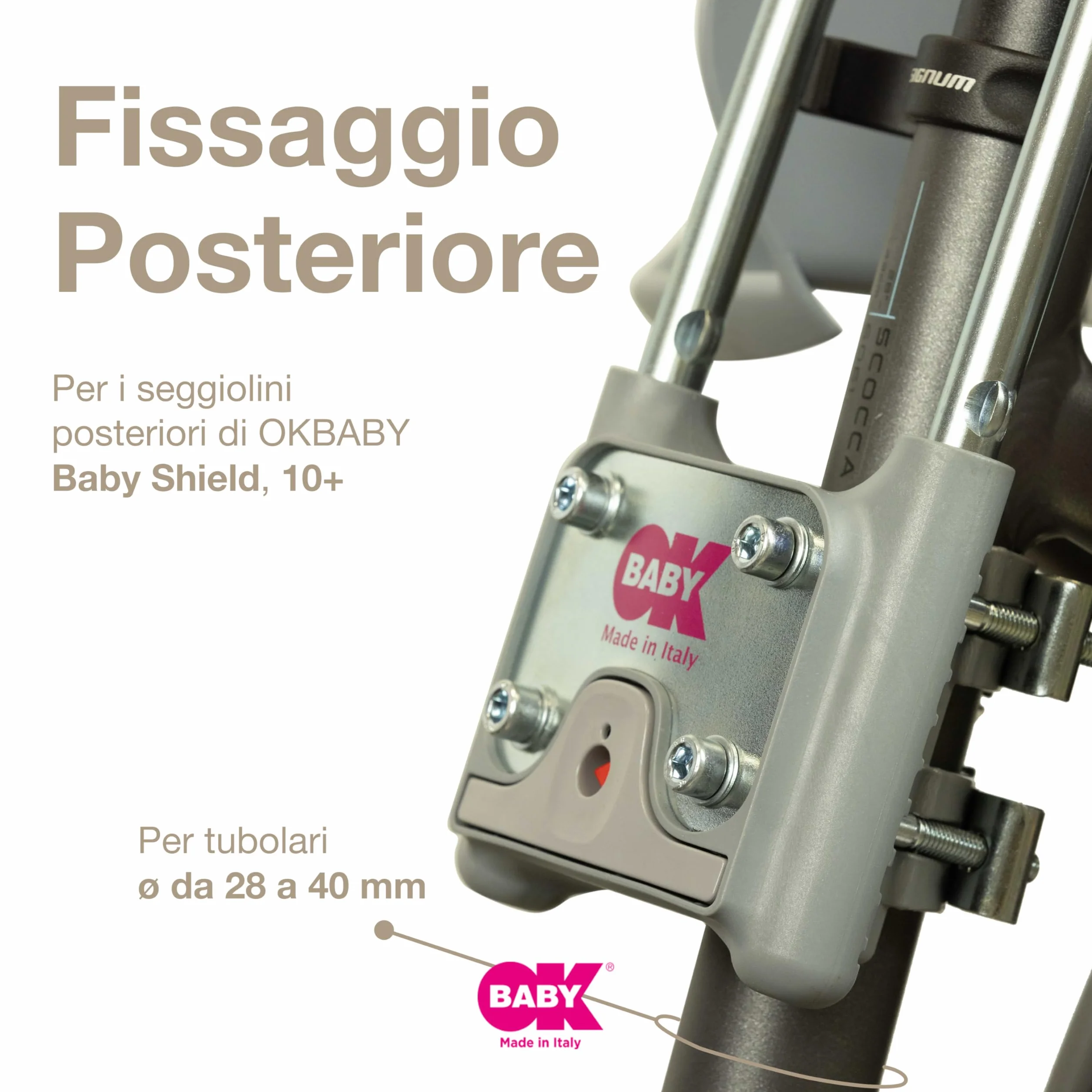 OKBABY Blocco di Fissaggio Bici per Seggiolini Posteriori Baby Shield Sirius 10+ Eggy