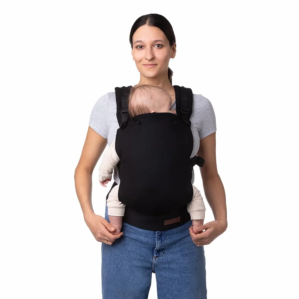 Marsupio MoMi COLLET per bambini di 3-48 mesi (peso 4-20 kg), 2 posizioni di sostegno con 6 punti di regolazione, con cappuccio e poggiatesta per il bambino