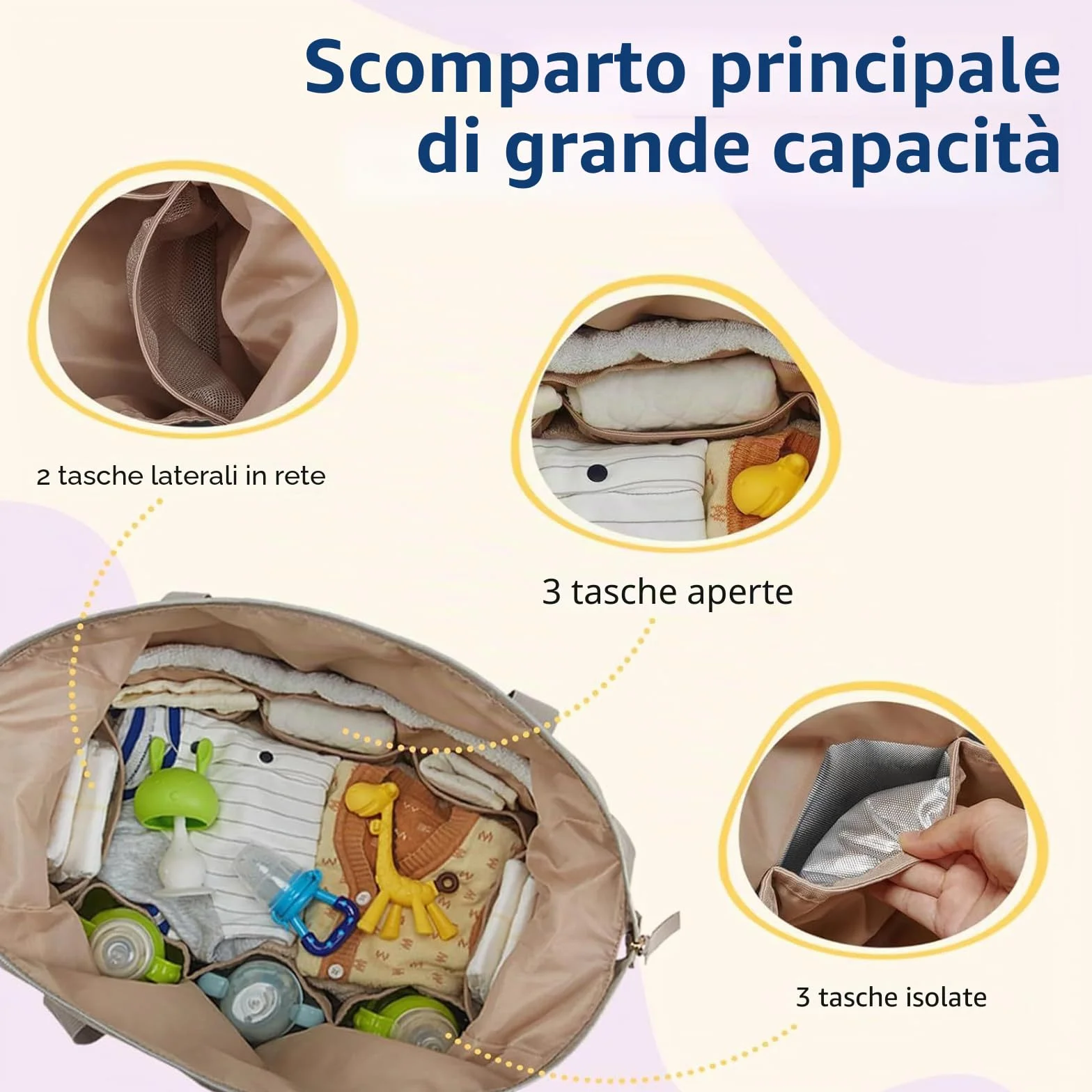 Nome personalizzato Borsa per pannolini mamma Organizzatore Passeggino Grande Capacità Tasca Isolata Fasciatoio