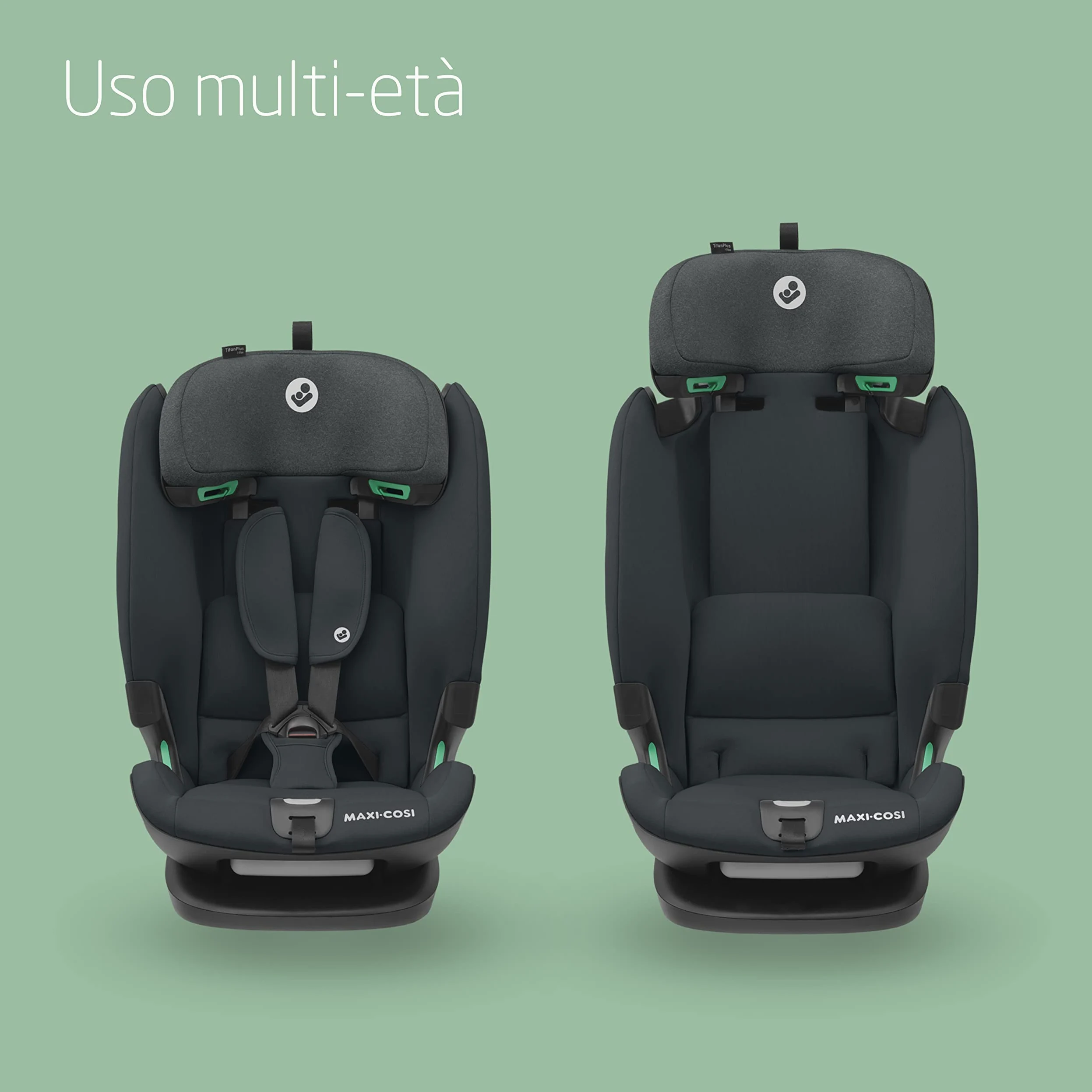 Maxi-Cosi Titan Plus i-Size, Seggiolino Auto ISOFIX, 15 Mesi - 12 Anni (76 - 150 cm), Reclinabile in 4 Posizioni, Regolabile in Altezza, Side Impact Protection G-CELL, per Bambini, Authentic Graphite