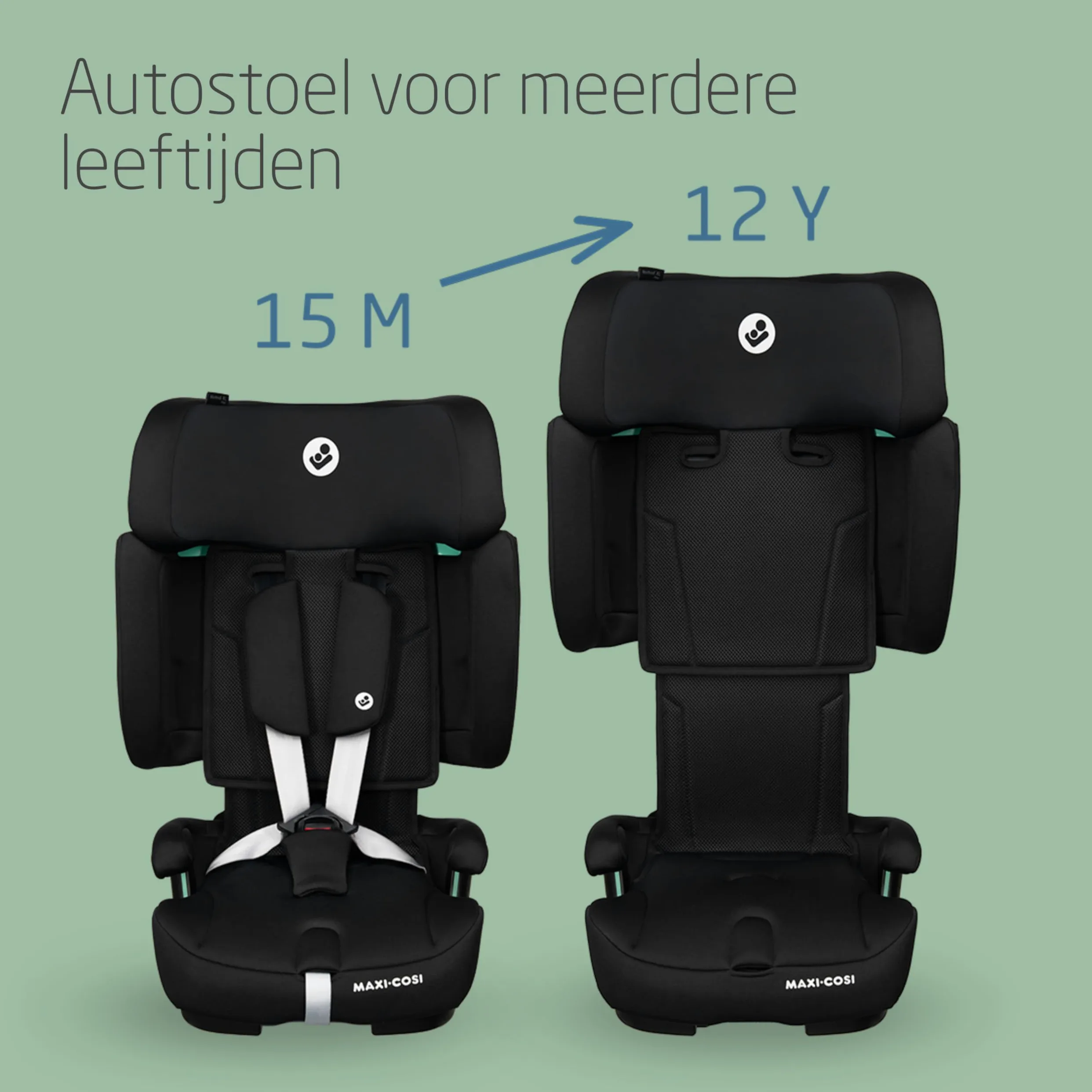 Maxi-Cosi Nomad XL Plus, Seggiolino Auto 9-36 kg Evolutivo, 15 Mesi-12 Anni, 76-150 cm, Seggiolino Auto Pieghevole, Ultracompatto e Leggero, Protezione Impatti Laterali G-CELL, Borsa, Authentic Black