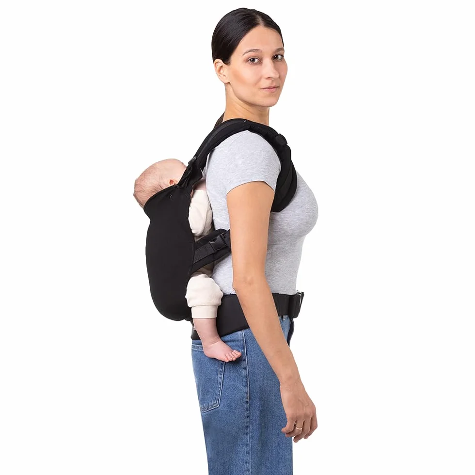Marsupio MoMi COLLET per bambini di 3-48 mesi (peso 4-20 kg), 2 posizioni di sostegno con 6 punti di regolazione, con cappuccio e poggiatesta per il bambino