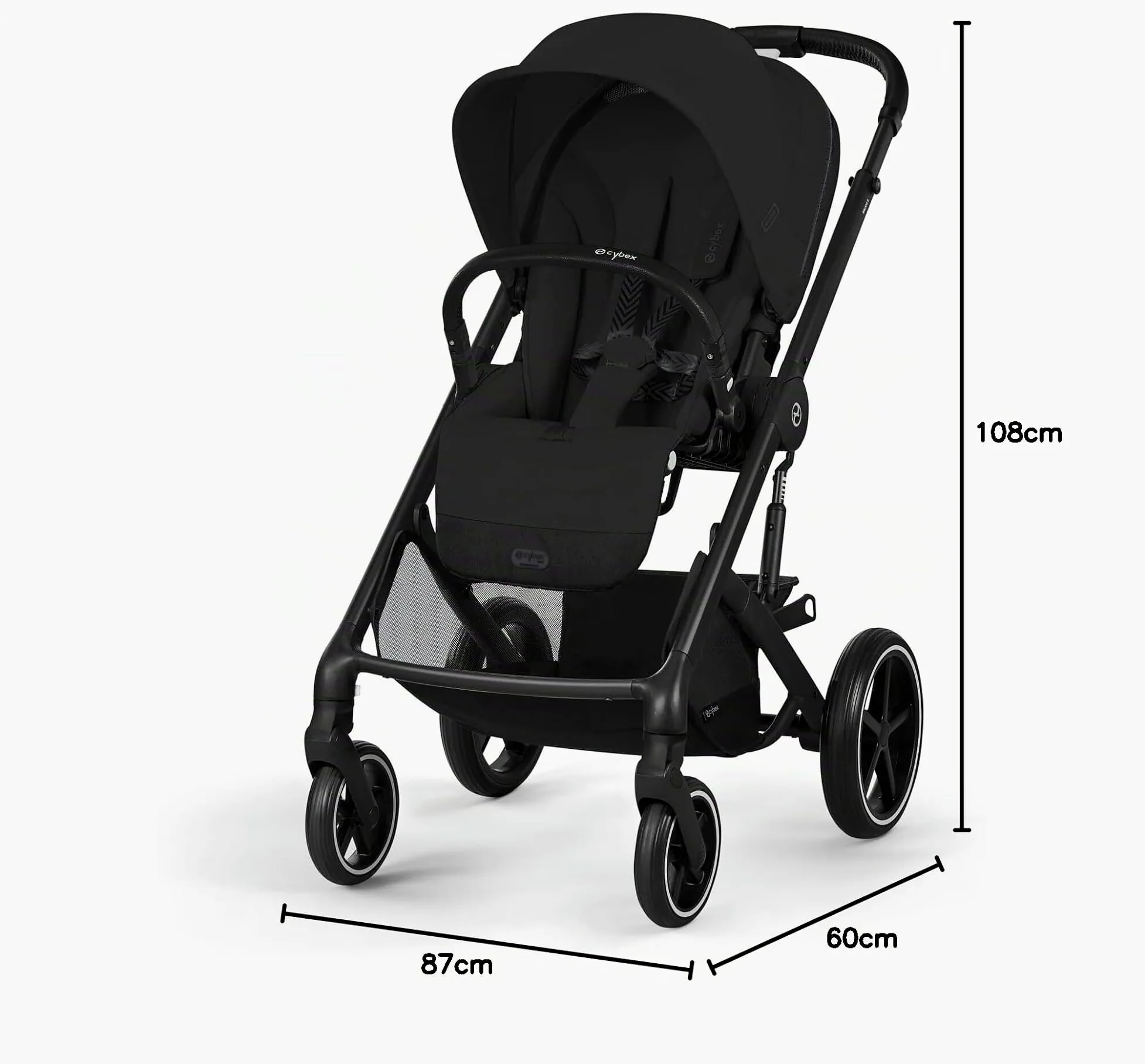 CYBEX Gold Passeggino Balios S Lux, Posizione Reclinabile Ergonomica, Sistema di Cintura con Una Sola Mano, Dalla Nascita Fino a 22 Kg (Circa 4 Anni), Moon Black