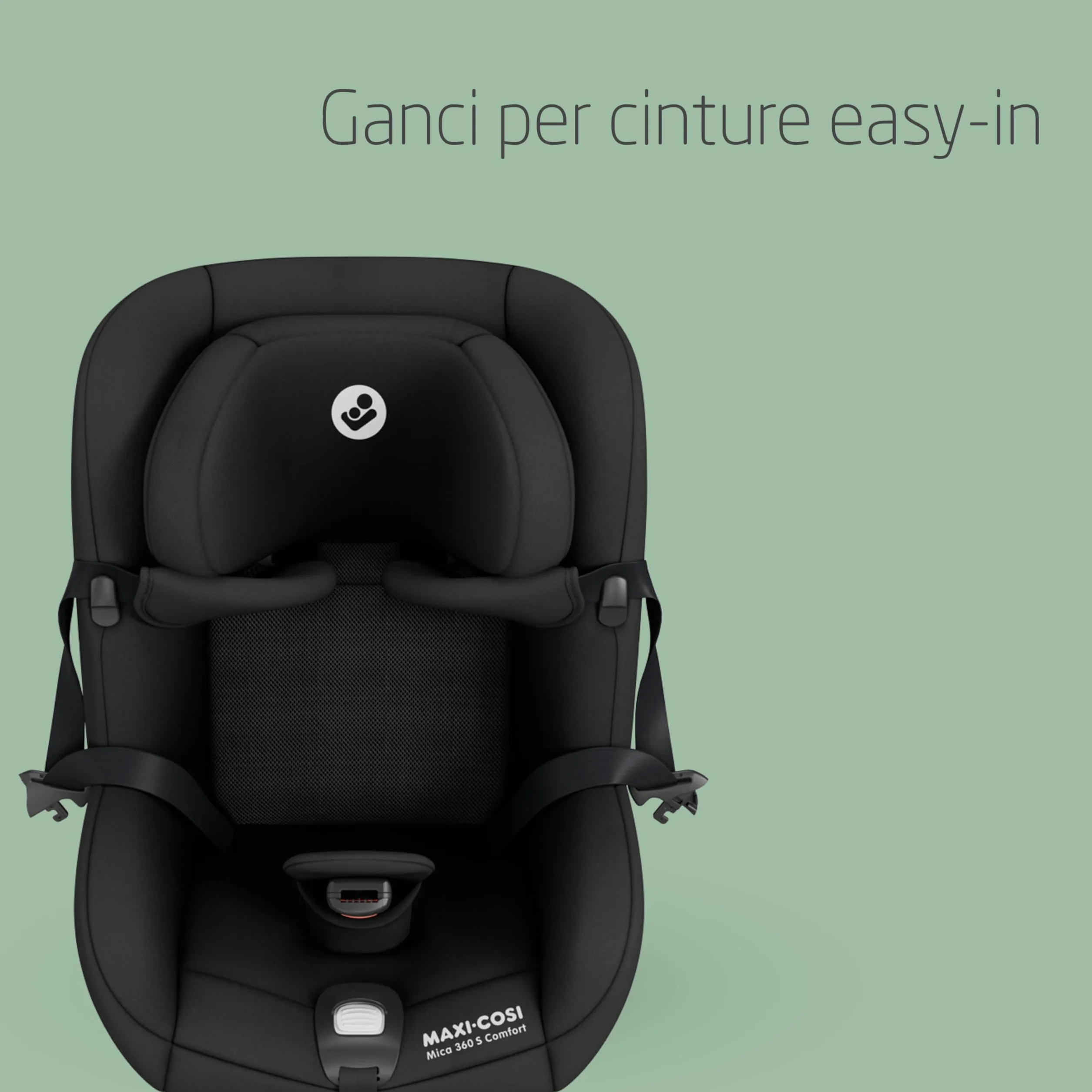 Maxi-Cosi Mica 360 S Comfort, Tessuti Traspiranti, Seggiolino Auto Girevole 360, 0-4 Anni (40-105 cm), Rotazione FlexiSpin, 5 Posizioni Reclinate, Protezione G-CELL, Ganci per Cinture, Authentic Black