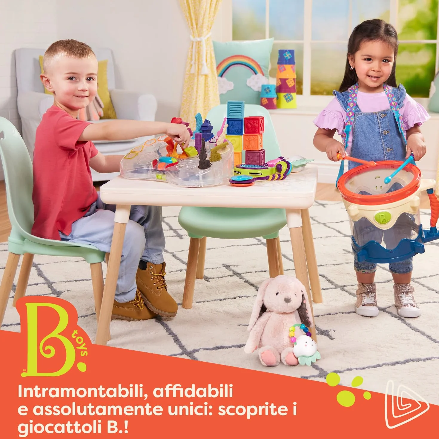 B. toys Peek-A-Boost Sgabello di legno per bambini 2 anni+