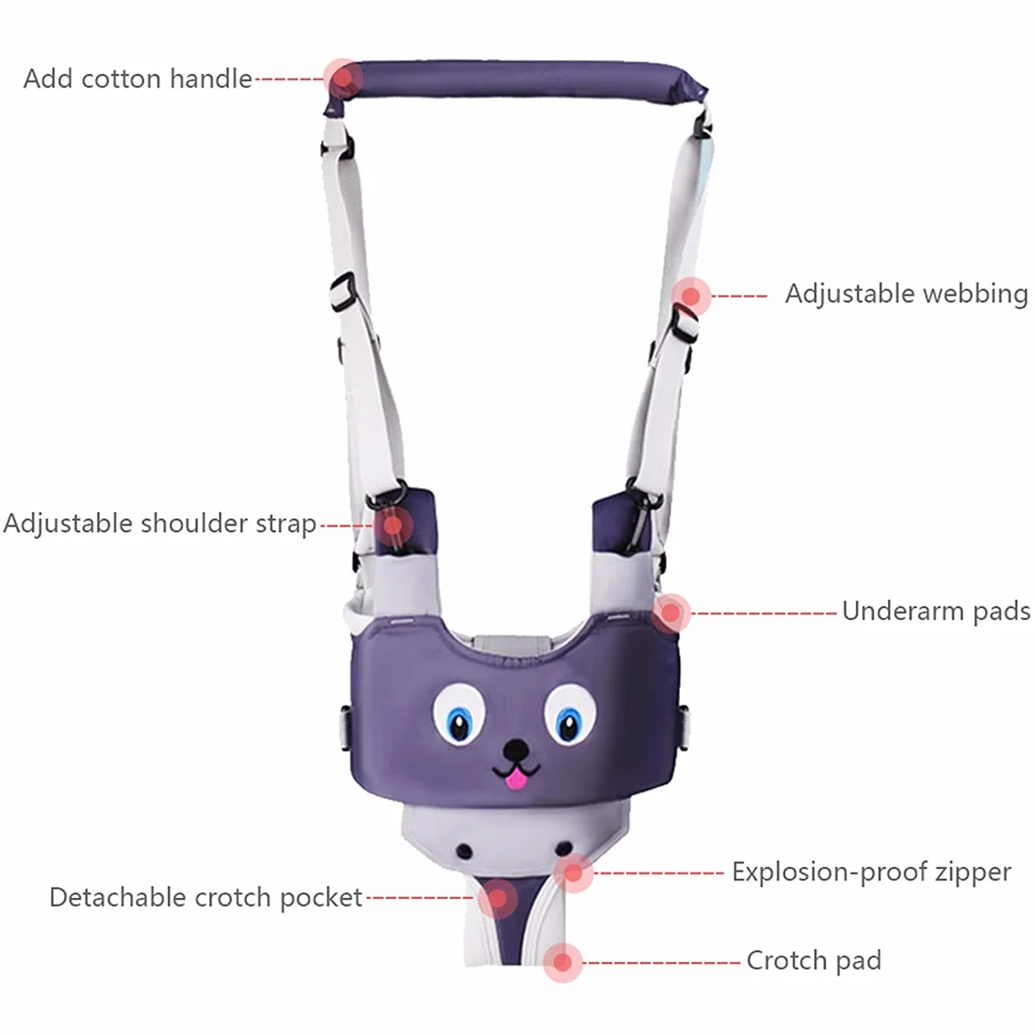 IULONEE Baby Walking Helper Regolabile Toddler Assistant Imparare Camminare Cintura Passeggio Redini Imbracatura Sicurezza Grigio