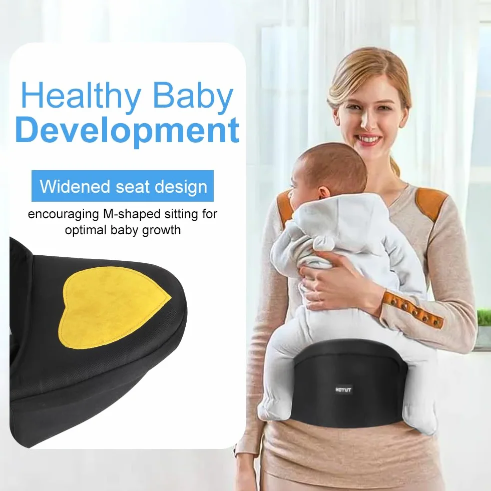 HOTUT Baby Carrier Ergonomico, Hipseat Marsupi Sicurezza Supporto, Porta Bambino Cintura Regolabile e Tasca, per Bambini da 0 a 15 kg