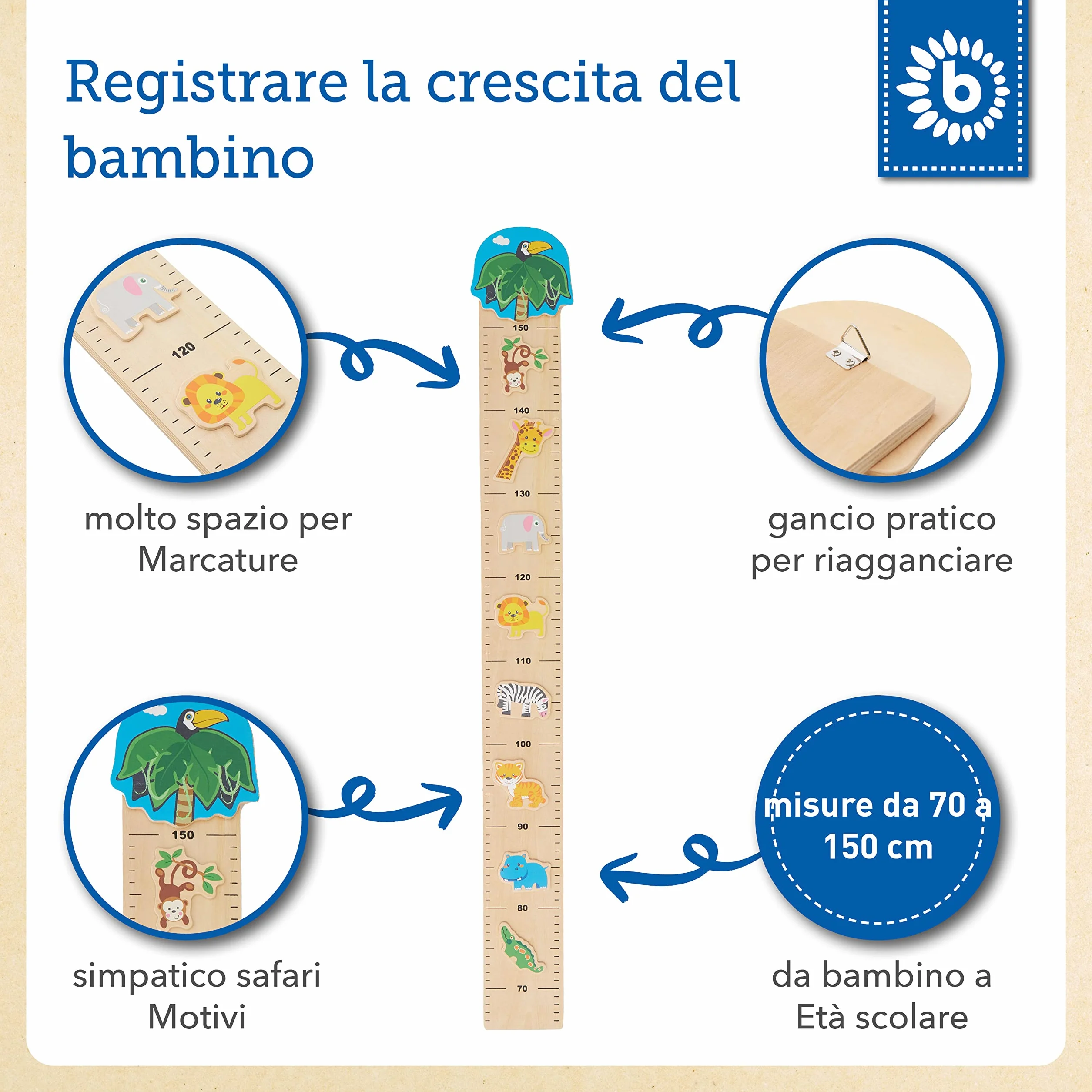 Bieco metro da parete per bambini legno