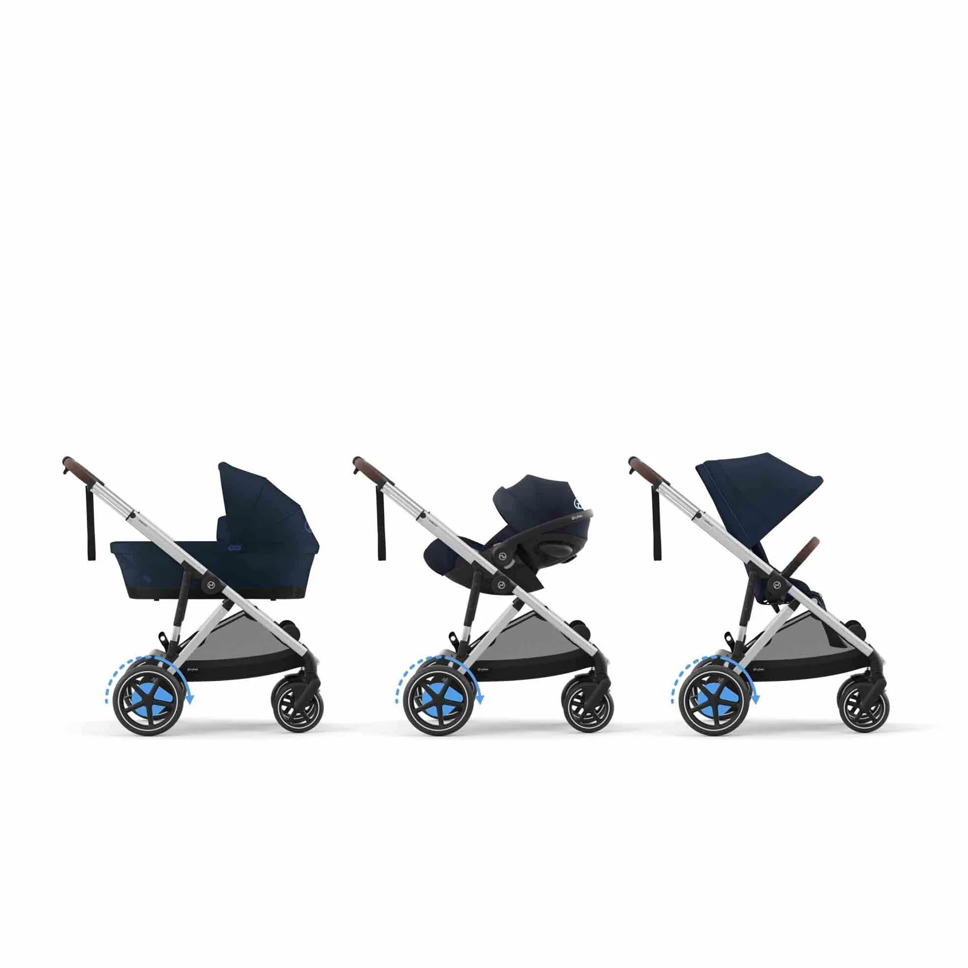 CYBEX Passeggino Gold e-GAZELLE S, dalla nascita a circa 4 anni, max. 22 kg (modalità singola) / 2x 22 kg (modalità duo), sistema all-in-1 con azionamento elettrico e 20+ configurazioni, Ocean Blue