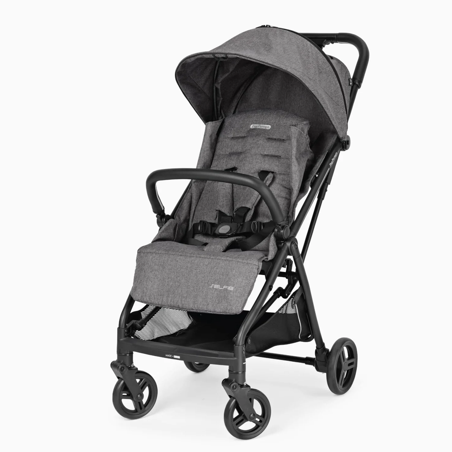 PEG Selfie Passeggino Leggero dalla Nascita fino a 22 kg (0 - 4 anni), Pieghevole e Compatto, Chiusura Automatica, Schienale Reclinabile, Capottina UPF 50+, Quarz