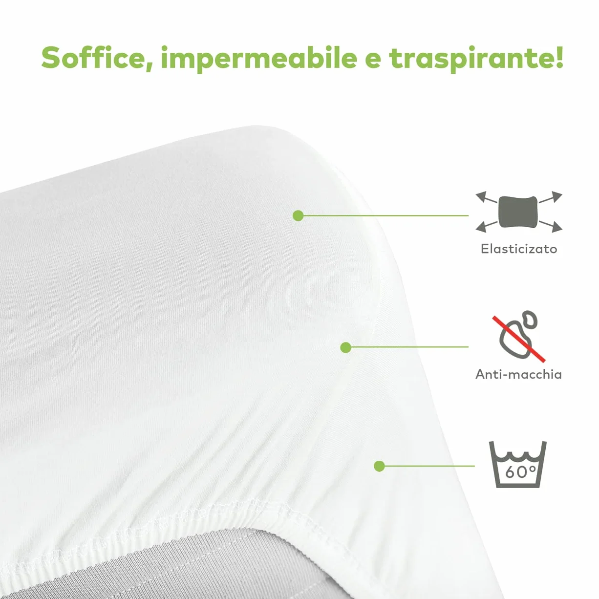 EVERGREENWEB Coprimaterasso Culla Lettino Impermeabile 64x124 cm Antiacaro Traspirante Anallergico OEKO-TEX