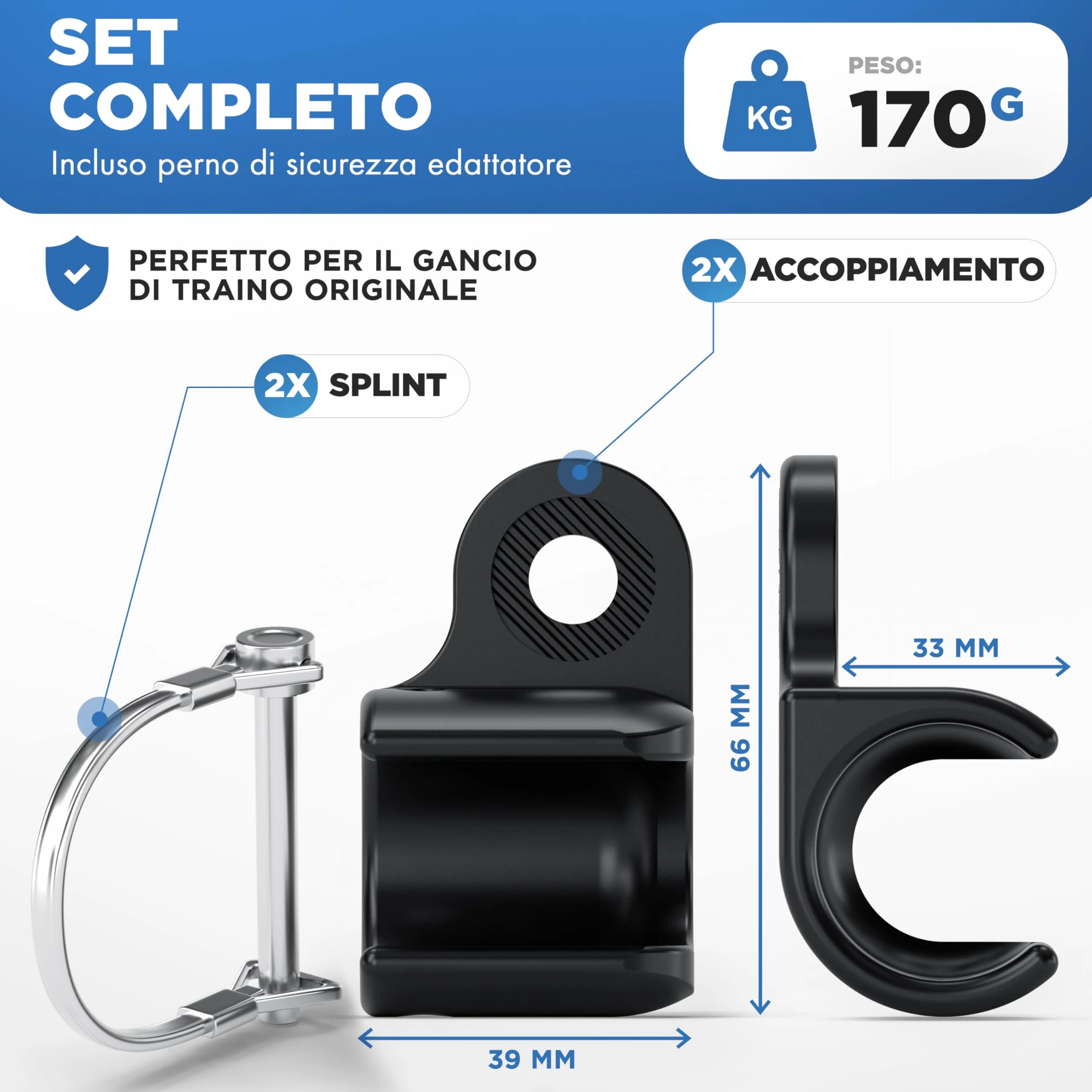Attacco per rimorchio LAINFELD Thule Chariot Coaster bicicletta con perno di sicurezza