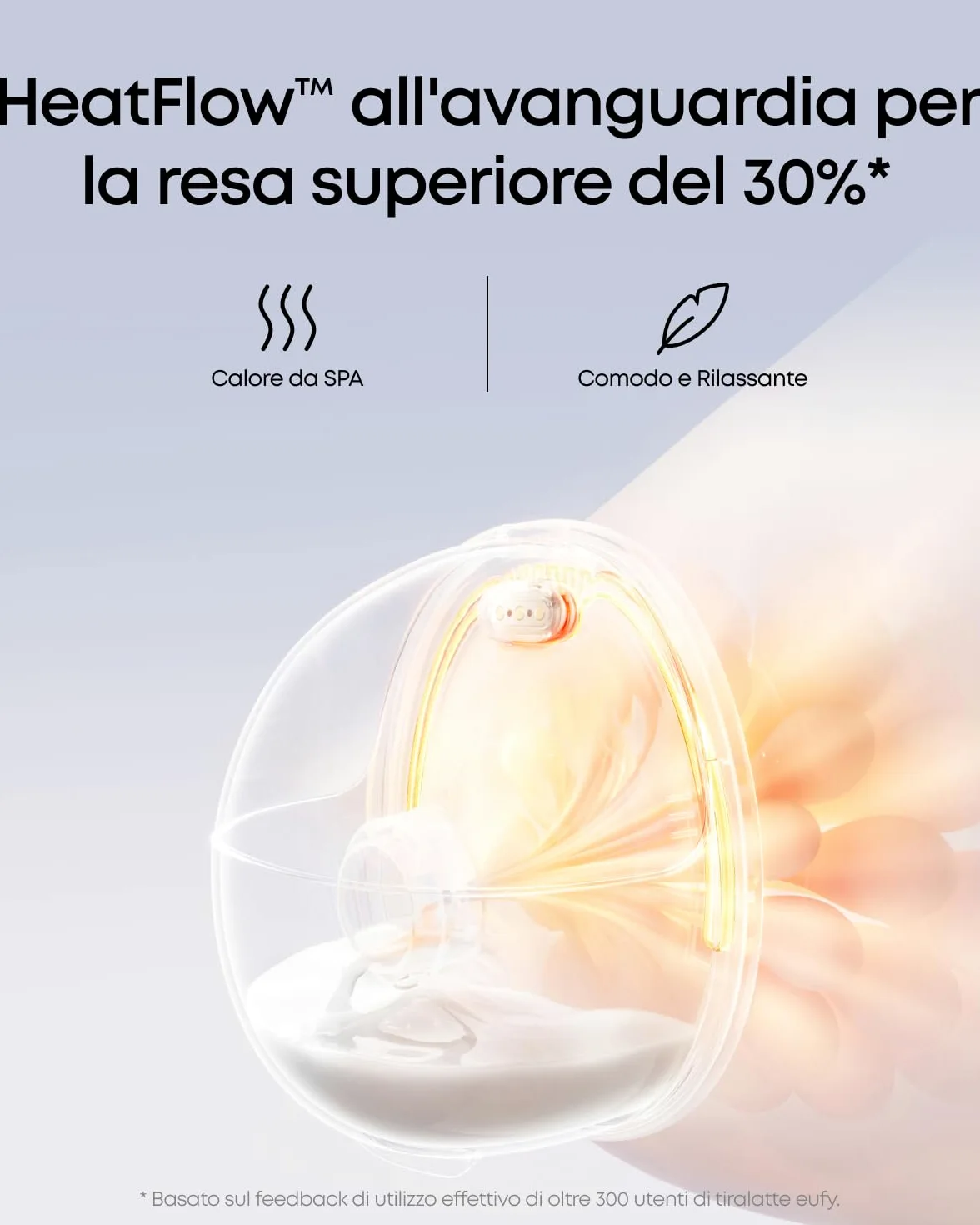 Eufy Security E20 Tiralatte Indossabile Riscaldato con 3 livelli HeatFlow™, aspirazione professionale, mani libere, controllo app, anti-perdite, silenzioso e compatto per uso col reggiseno