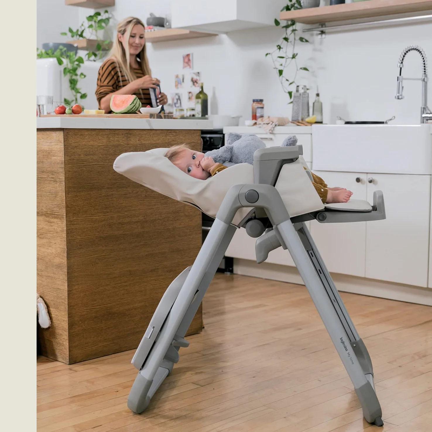 Inglesina My Time Seggiolone Pappa, Sugar, Reclinabile dalla Nascita ai 36 Mesi, Pieghevole, Design Moderno, Comfort e Igiene Massimi