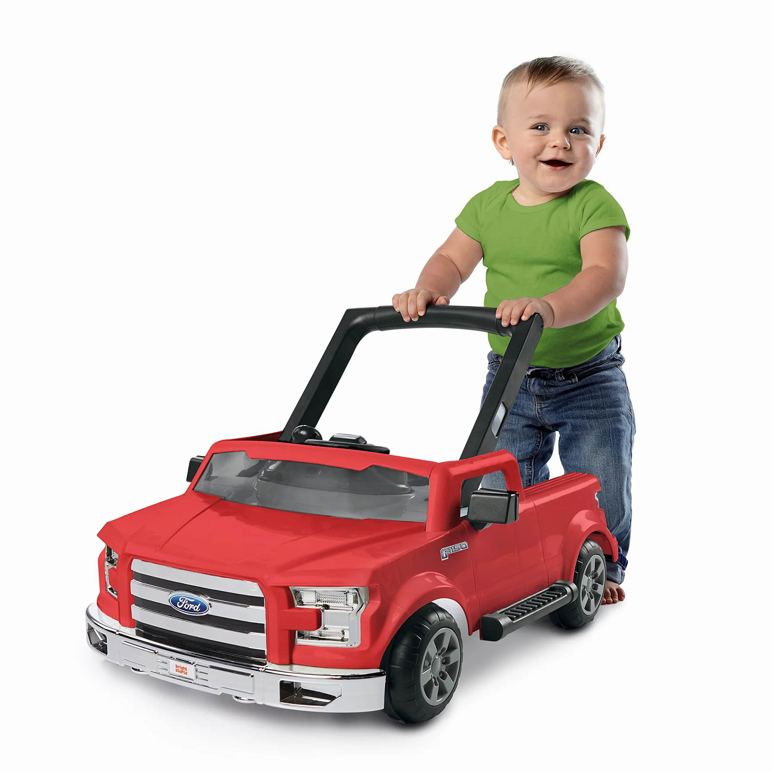 Bright Starts, Ford F-150 4 in 1 rosso, centro attività e girello per bambini con volante rimovibile, neonato, unisex, dai 6 mesi in su