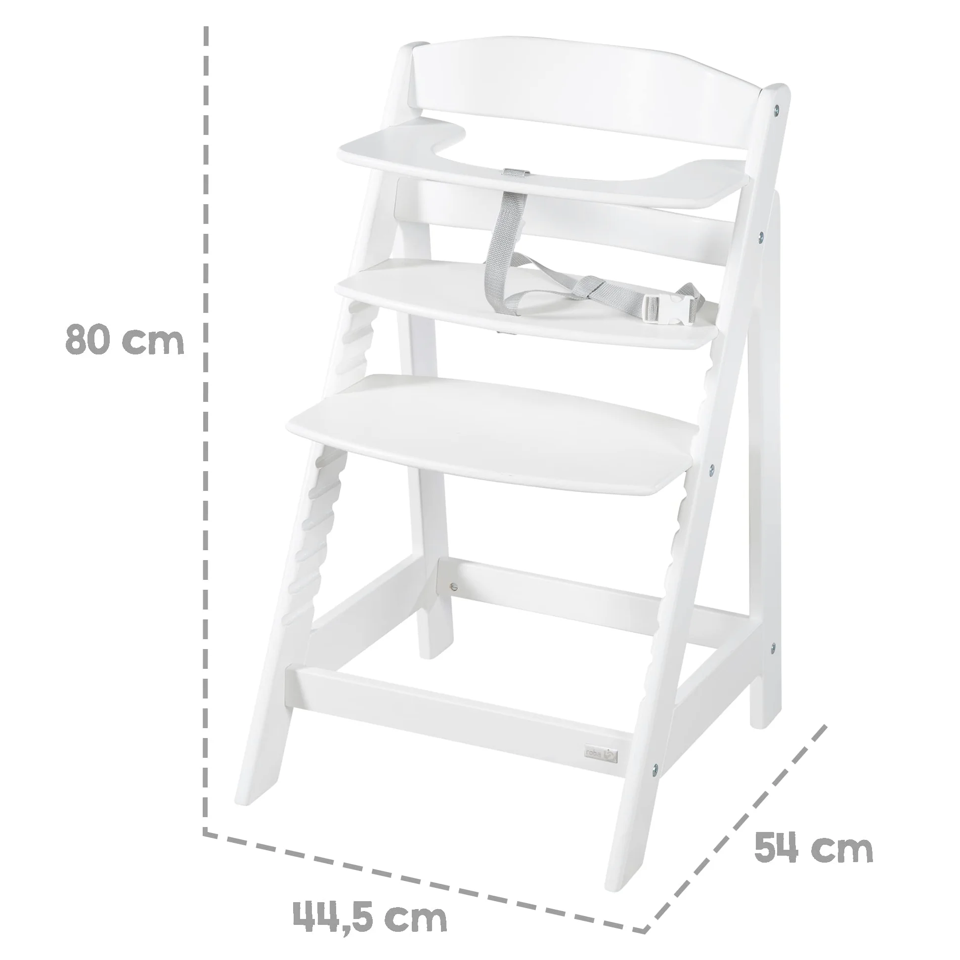 roba Seggiolone Evolutivo Sit Up Flex 2 in 1, Altezza Regolabile, dai 6 Mesi fino ai 70 kg, con Poggiapiedi, Robusto ed Ergonomico, Legno Laccato Bianco