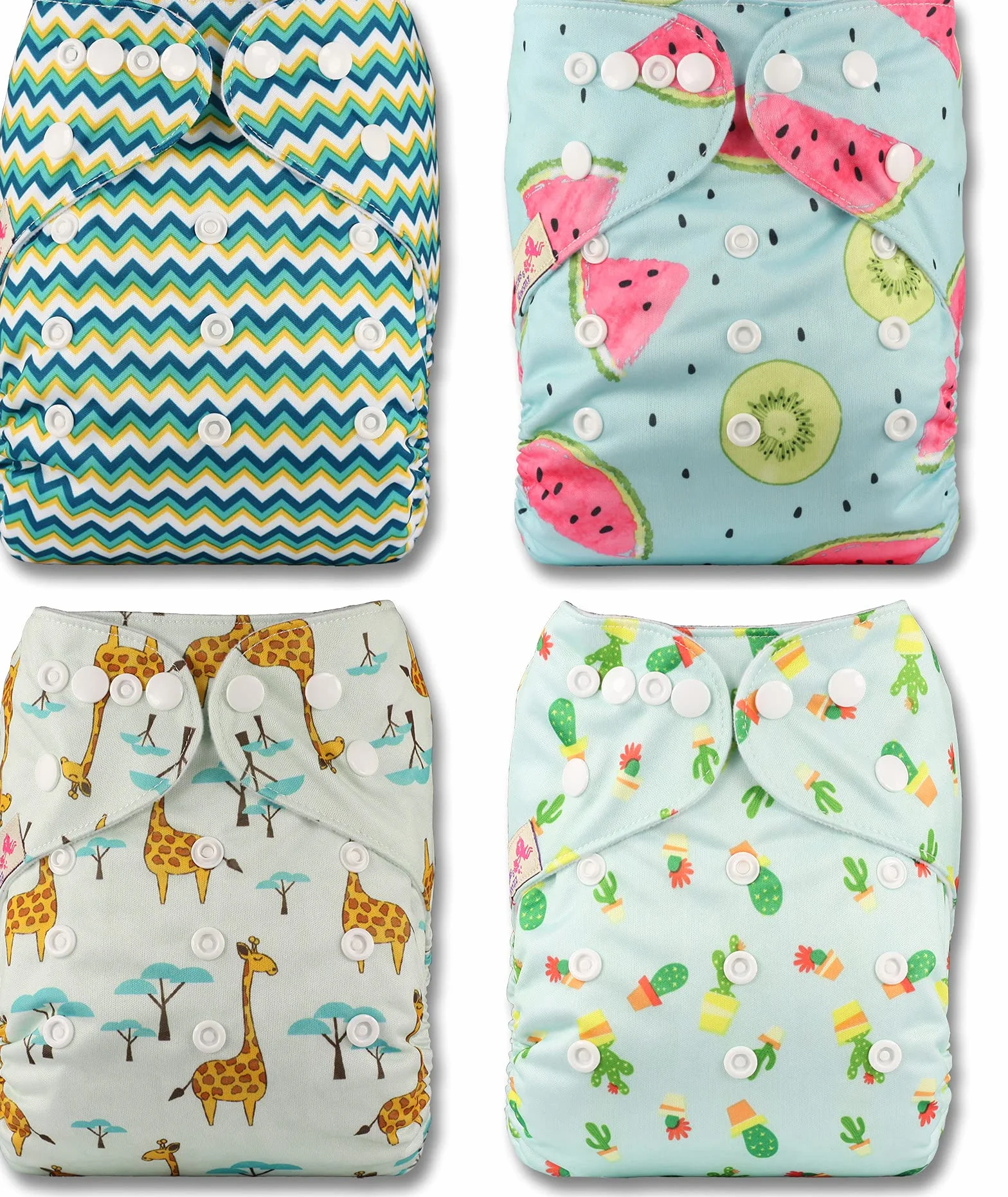 Littles and Bloomz FLP2-0401 Pannolino lavabile riutilizzabile con bottoni a pressione confezione da 4
