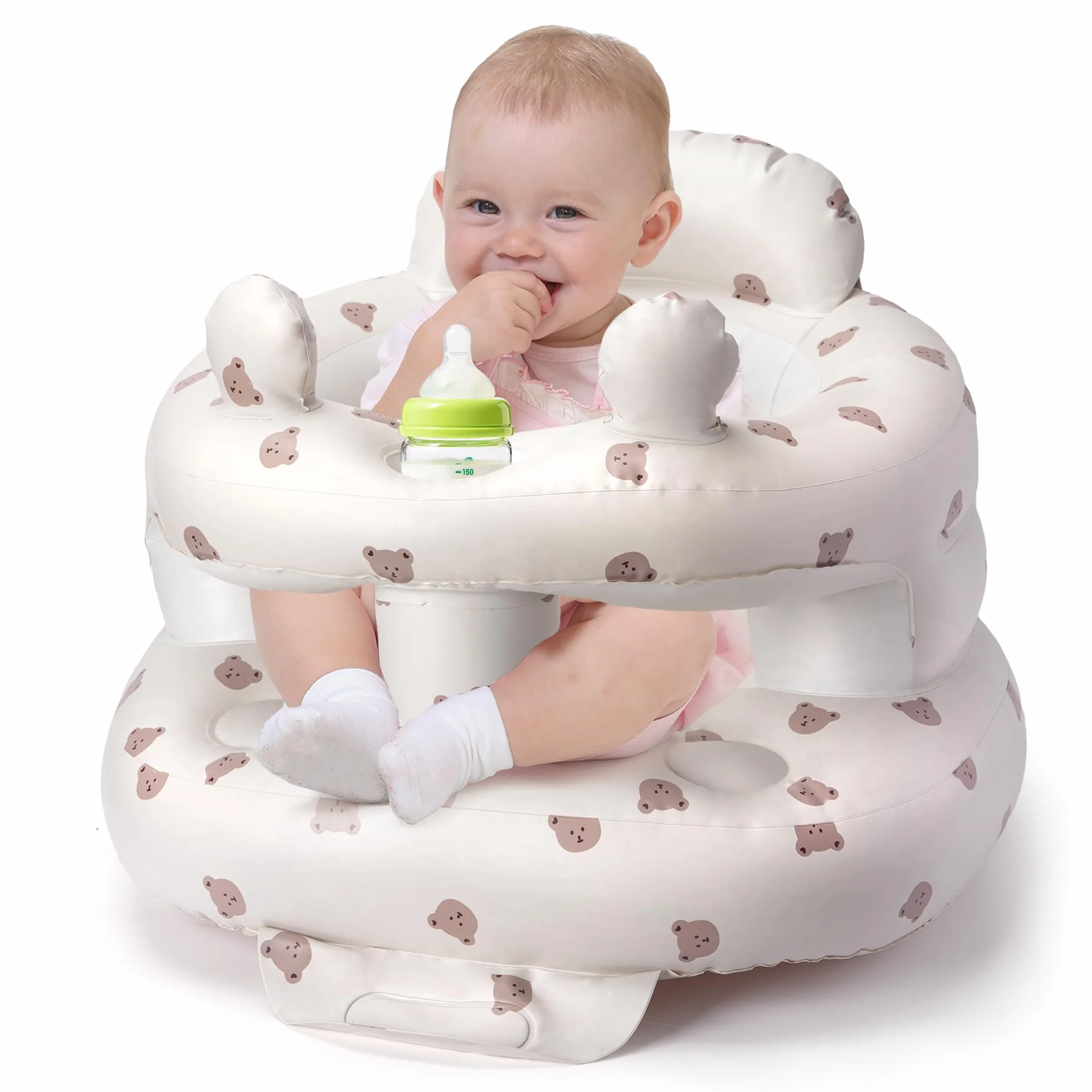 Sit Me Up Seggiolino gonfiabile per bambini 3-36 mesi con pompa aria integrata senza BPA facile da pulire orso