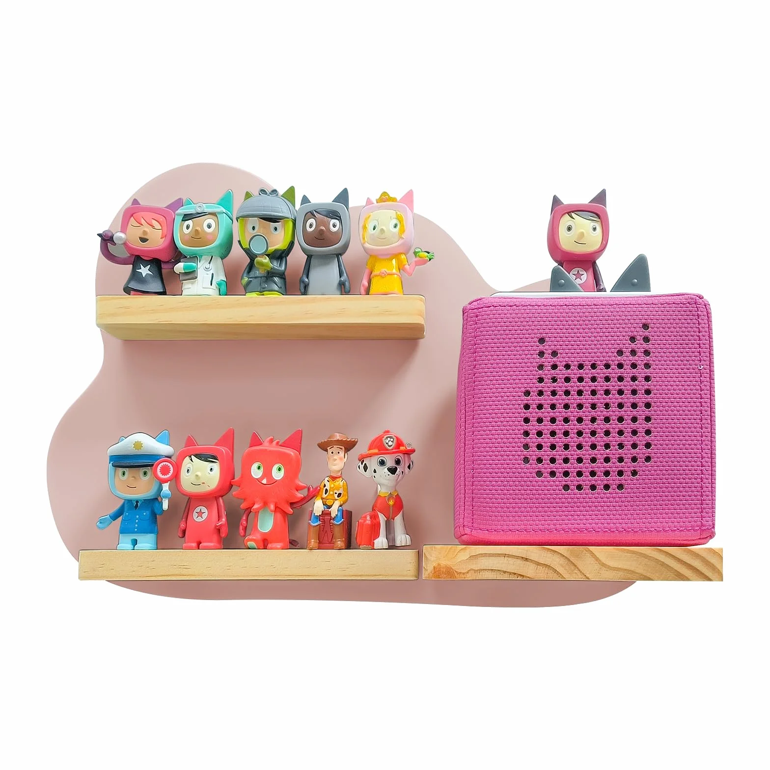 Scaffale Magnetico da Parete per Toniebox con Spazio per 10 Personaggi Acustici, Rosa