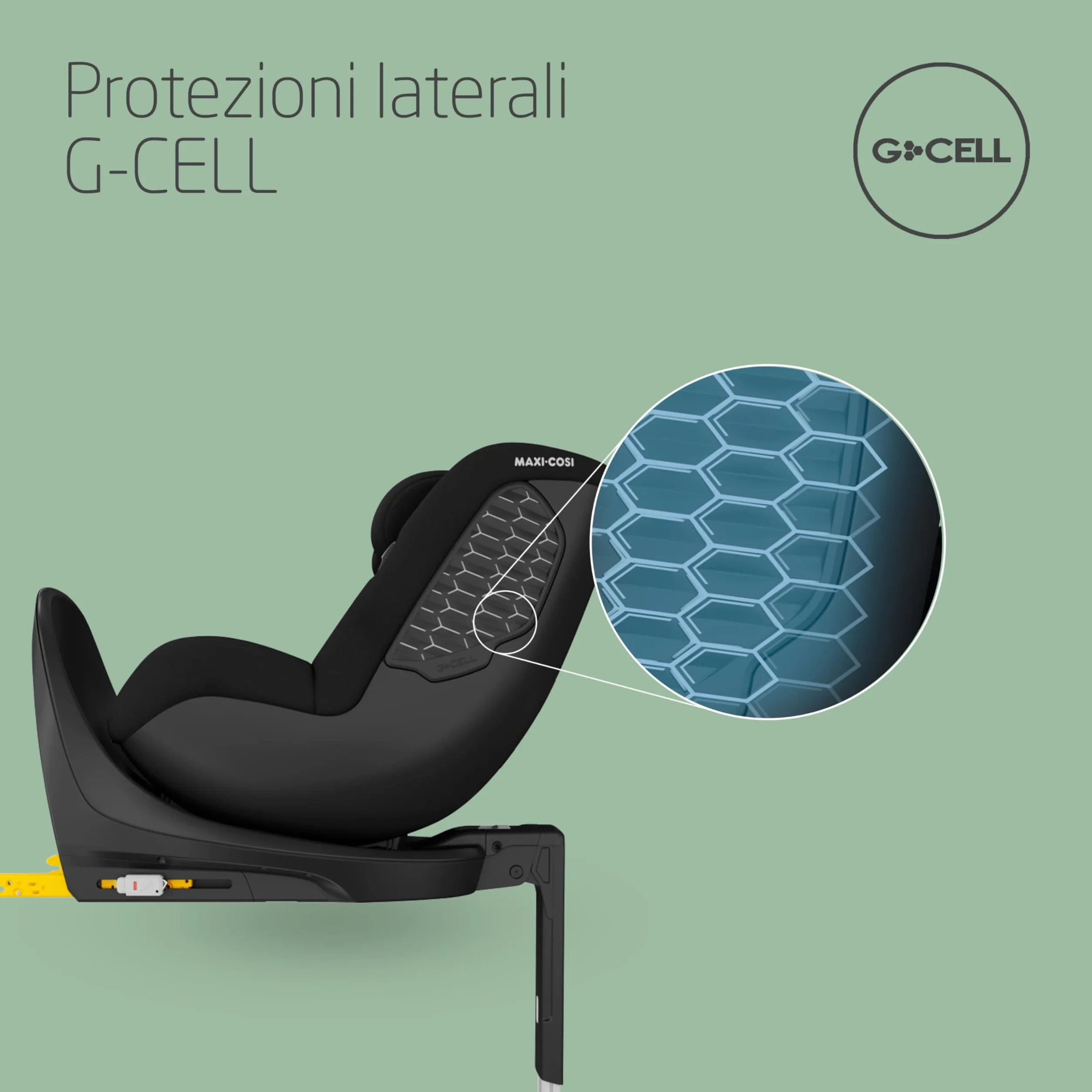 Maxi-Cosi Mica 360 S Comfort, Tessuti Traspiranti, Seggiolino Auto Girevole 360, 0-4 Anni (40-105 cm), Rotazione FlexiSpin, 5 Posizioni Reclinate, Protezione G-CELL, Ganci per Cinture, Authentic Black