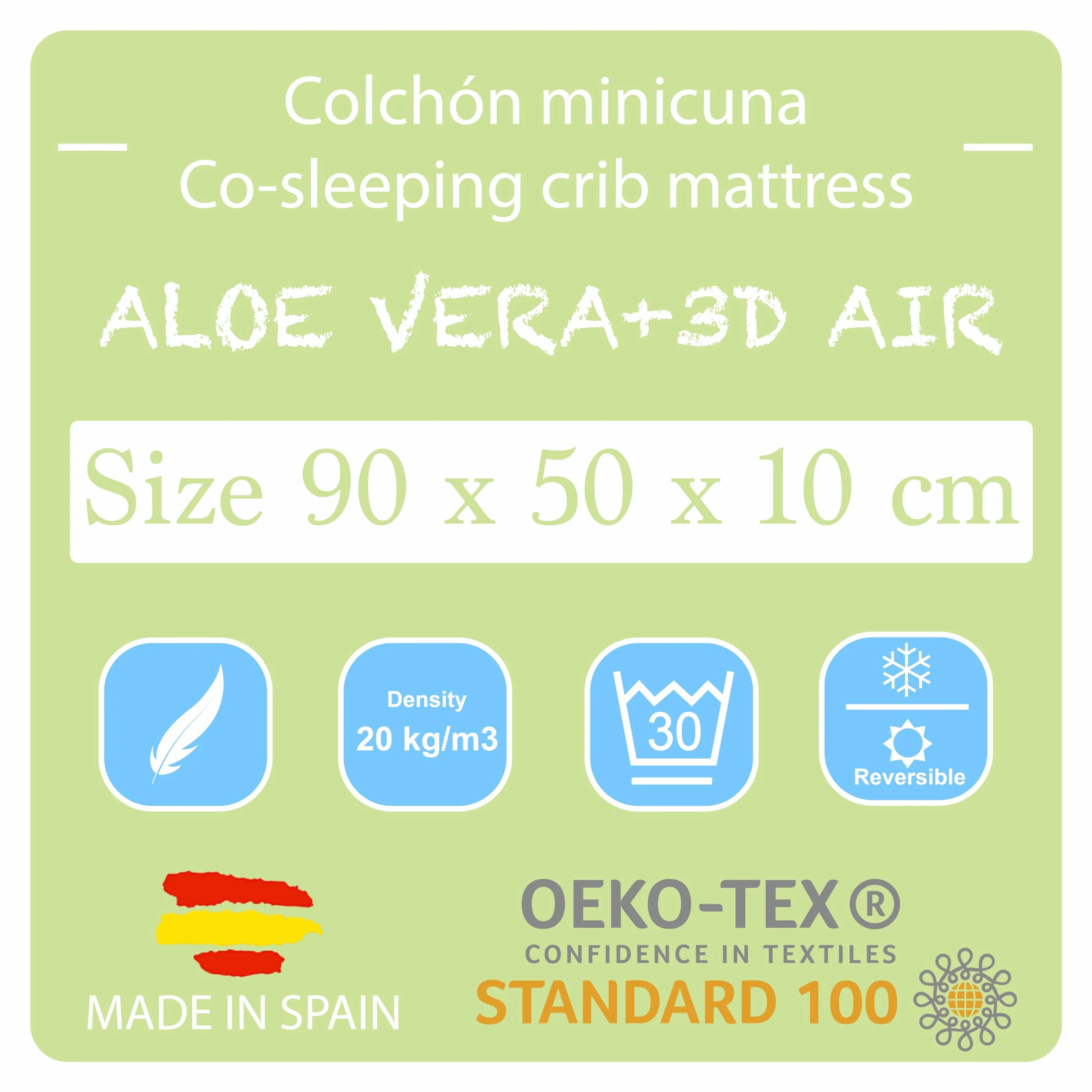PEKITAS Materasso Culla 50 x 90 cm spessore 10 cm ibrido reversibile doppio lato fodera rimovibile lavabile durezza stabile traspirante anti-annegamento baby neonato
