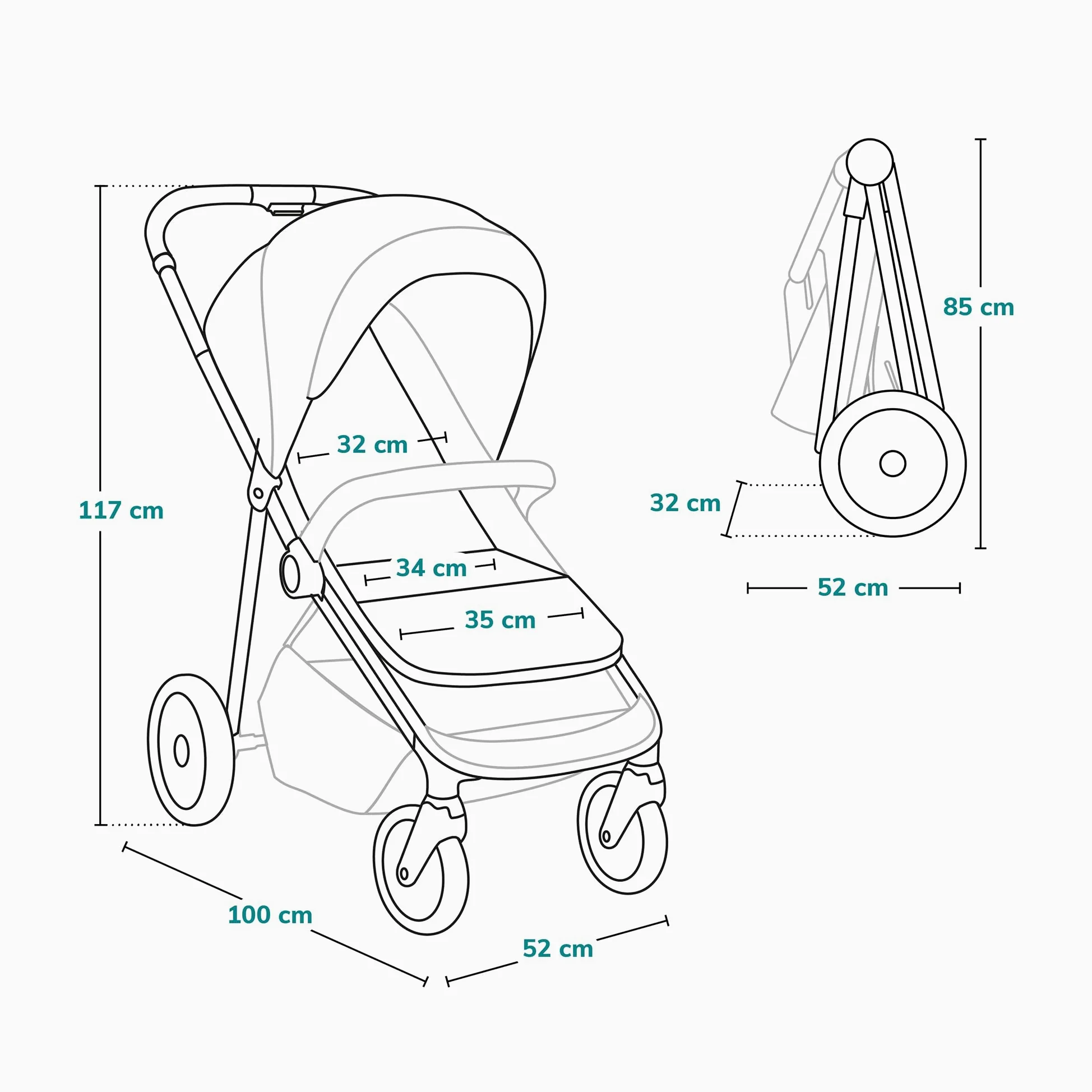 LIONELO EMMA ONE Passeggino laggero per Bambini fino a 22 kg, Compatti con Posizione nanna, Ruote Piroettanti 360° e Assorbimento, Pieghevole Veloce, Schienale e Poggiapiedi Regolabili Tettuccio XXL