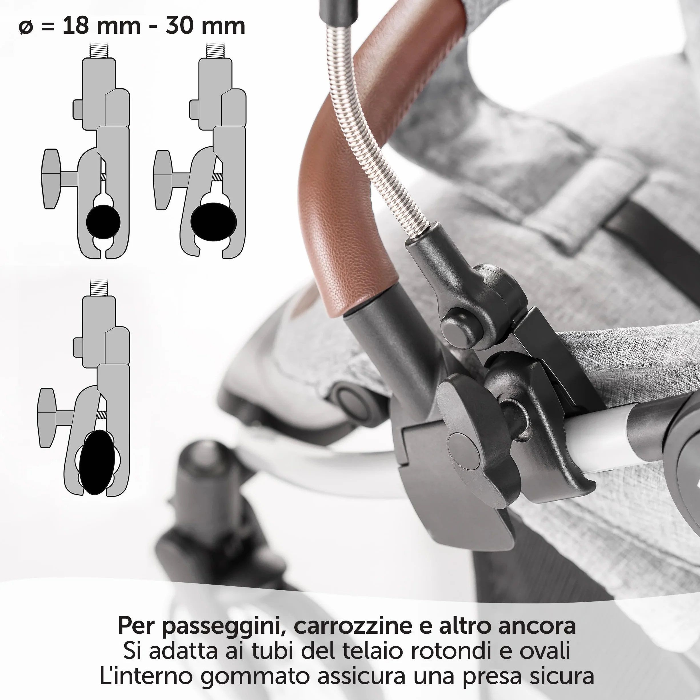 Zamboo Ombrellino Passeggino Universale Anti UV 50+ 73cm Flessibile Telaio Rotondo Ovale